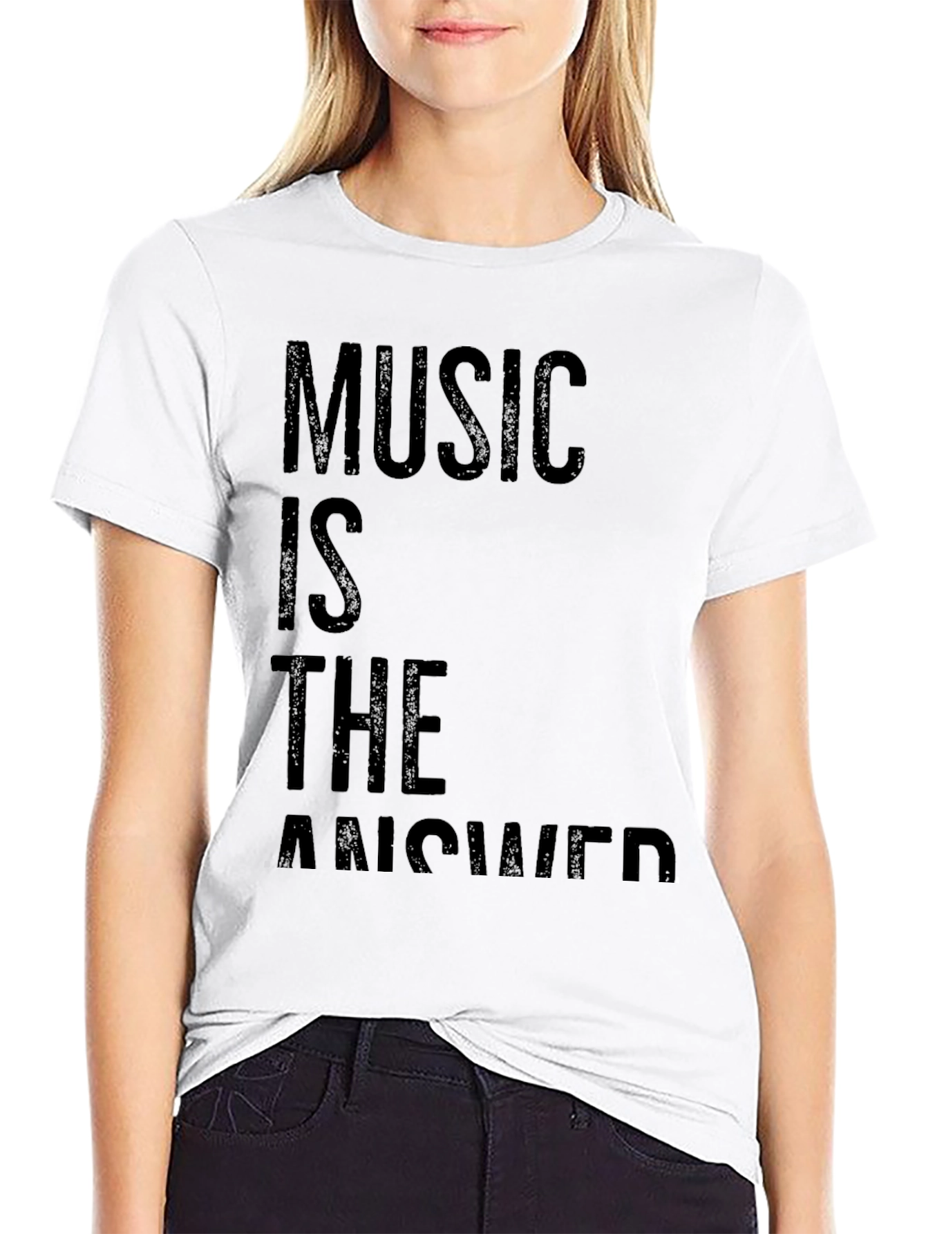 Music Is The Answer T-Shirt - Black Casual Tee