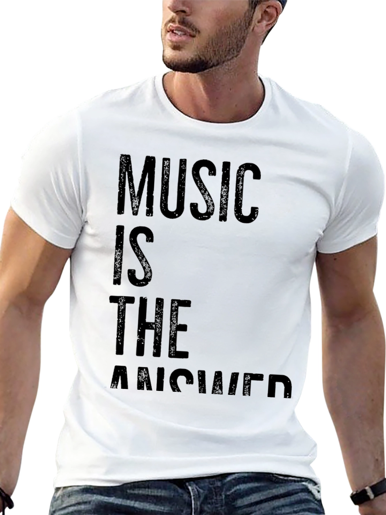 Music Is The Answer T-Shirt - Black Casual Tee