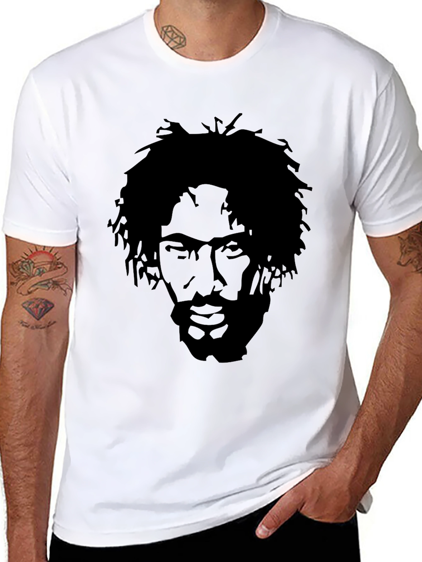 Black Graphic Tee - Silhouette Portrait