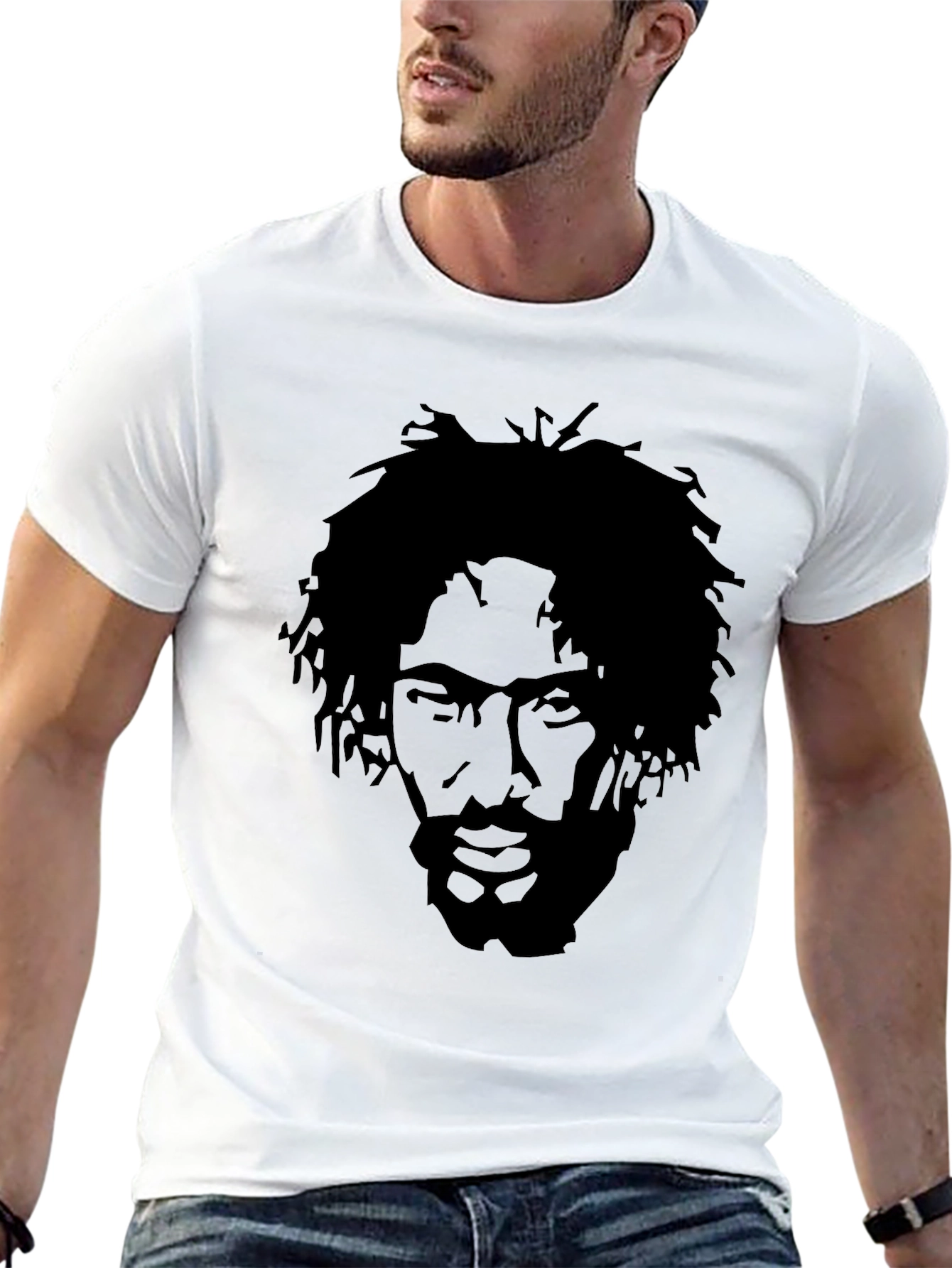 Black Graphic Tee - Silhouette Portrait