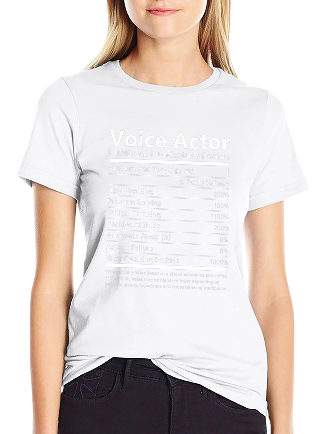 Voice Actor Nutritional Facts T-Shirt - Black