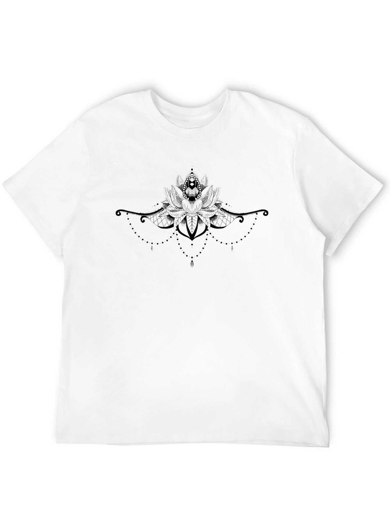 Mens Black Graphic Tee - Lotus Design