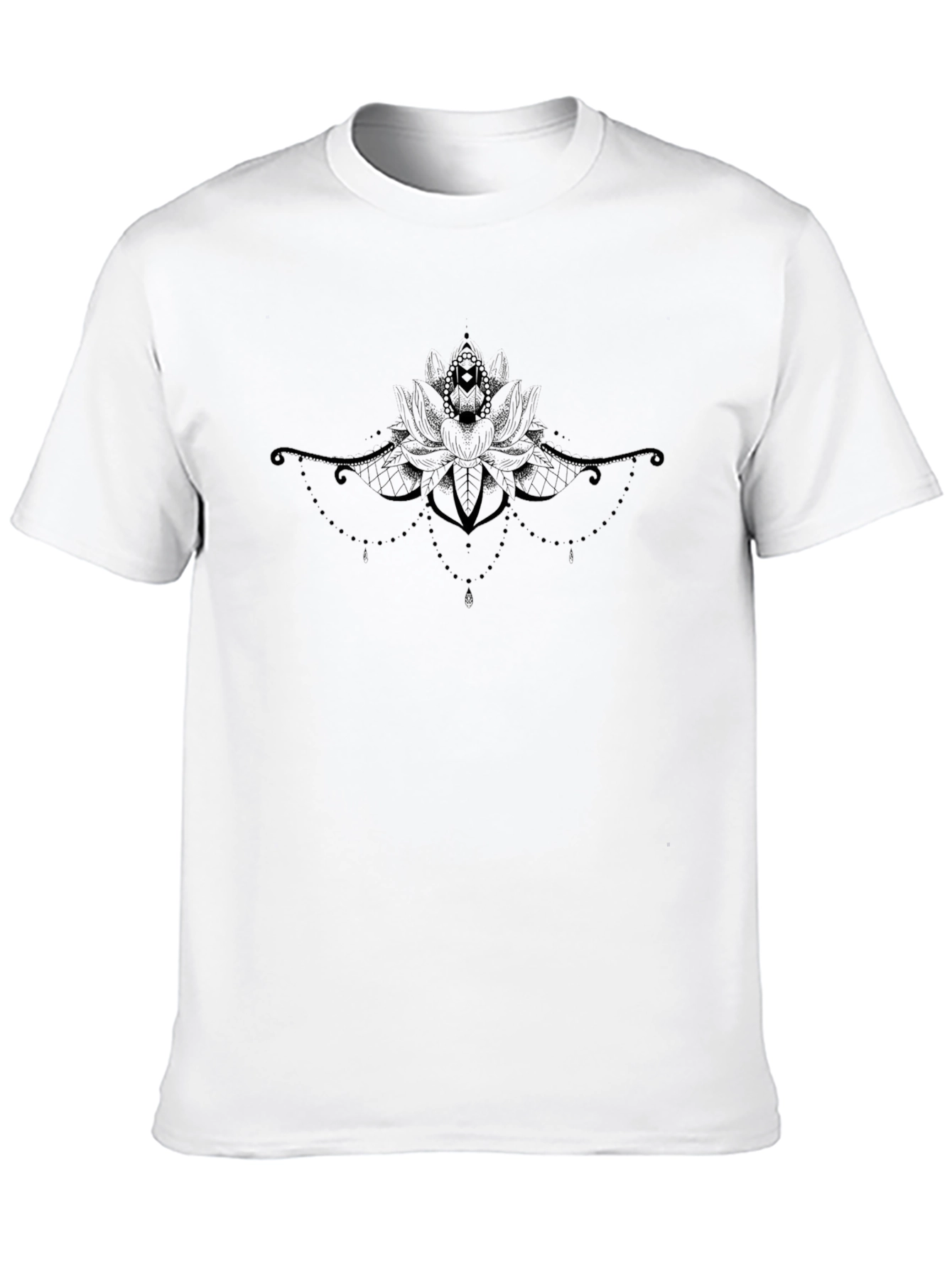 Mens Black Graphic Tee - Lotus Design