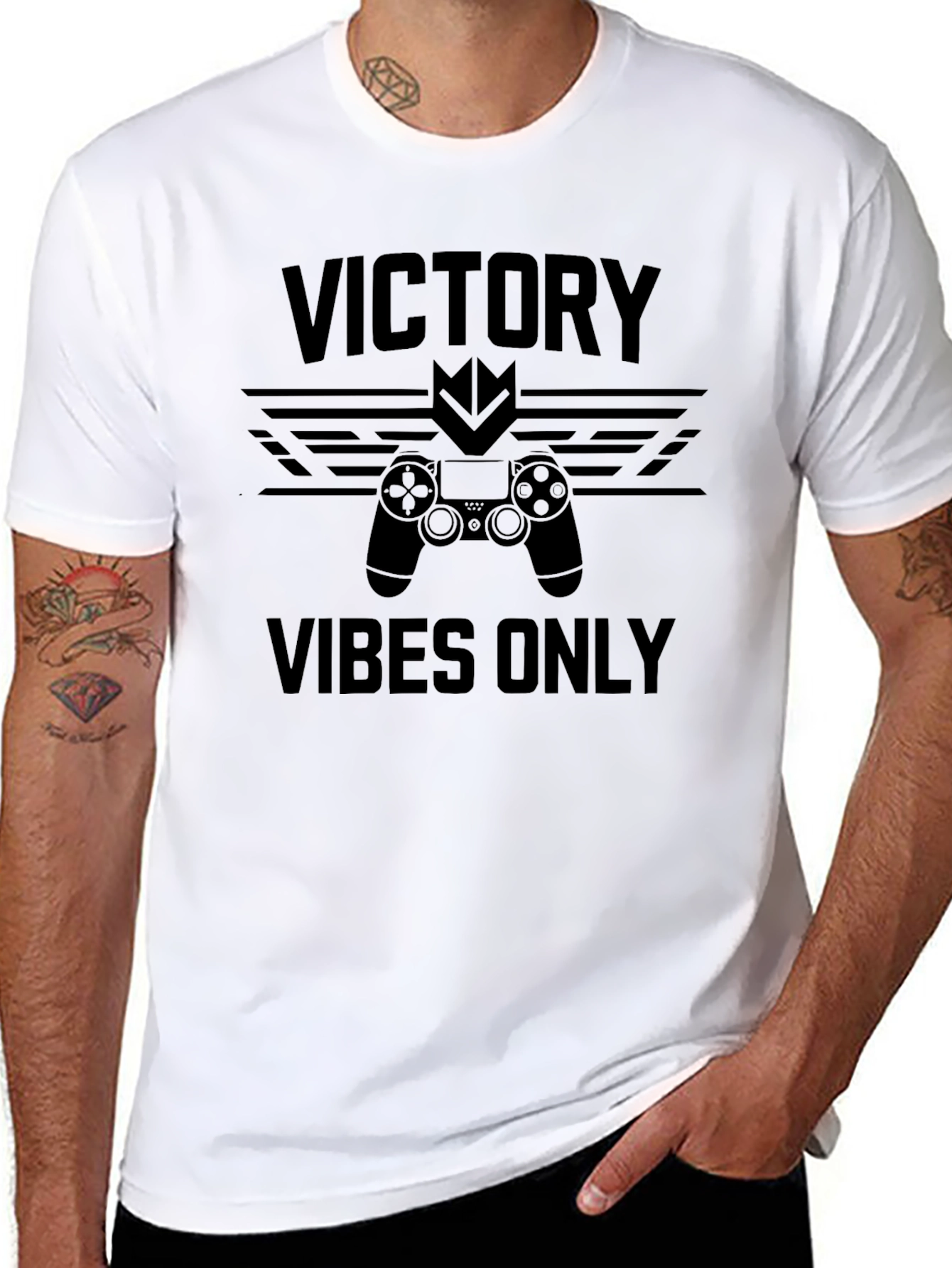 Victory Vibes Only Black T-Shirt for Gamers