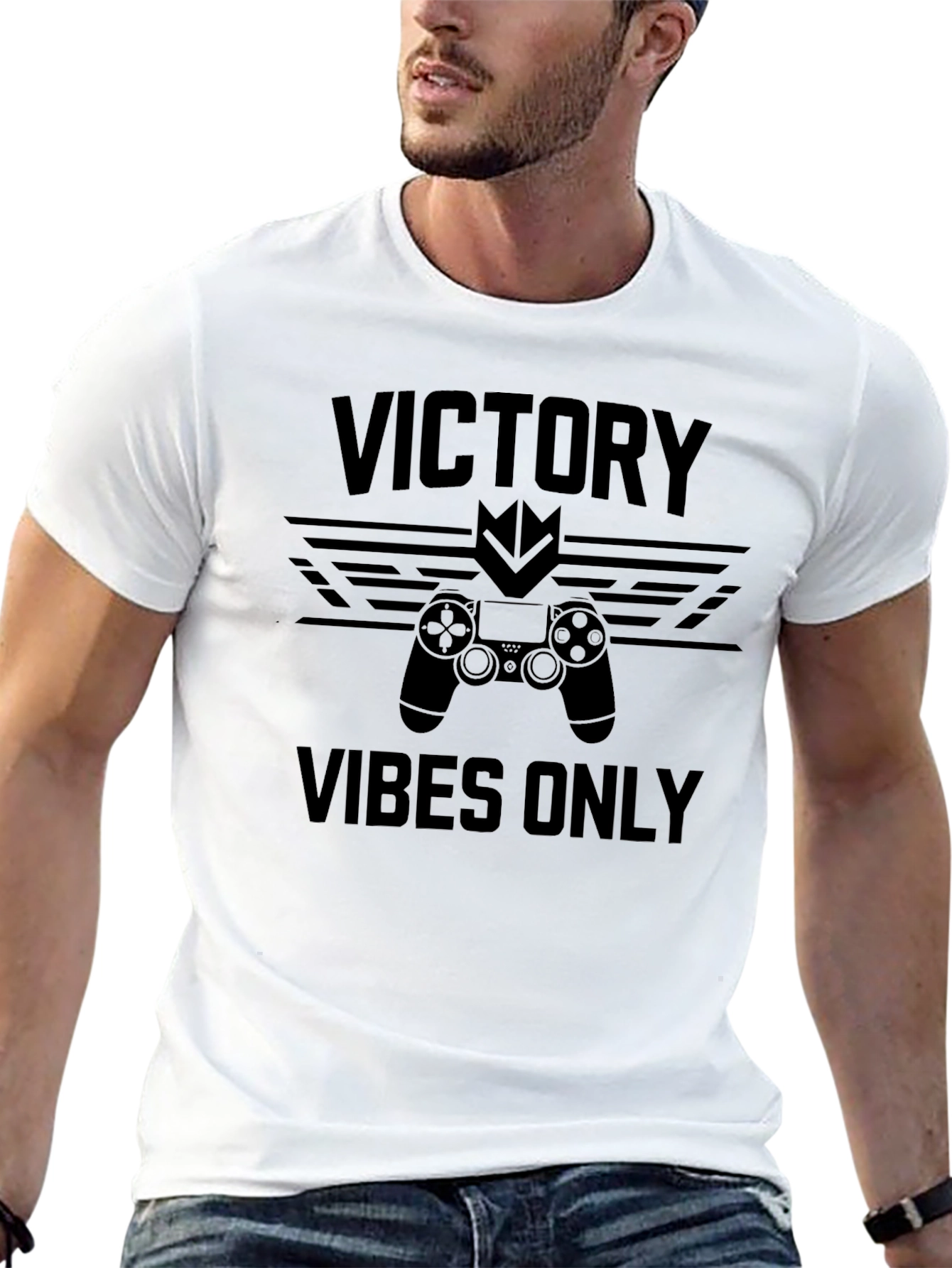 Victory Vibes Only Black T-Shirt for Gamers
