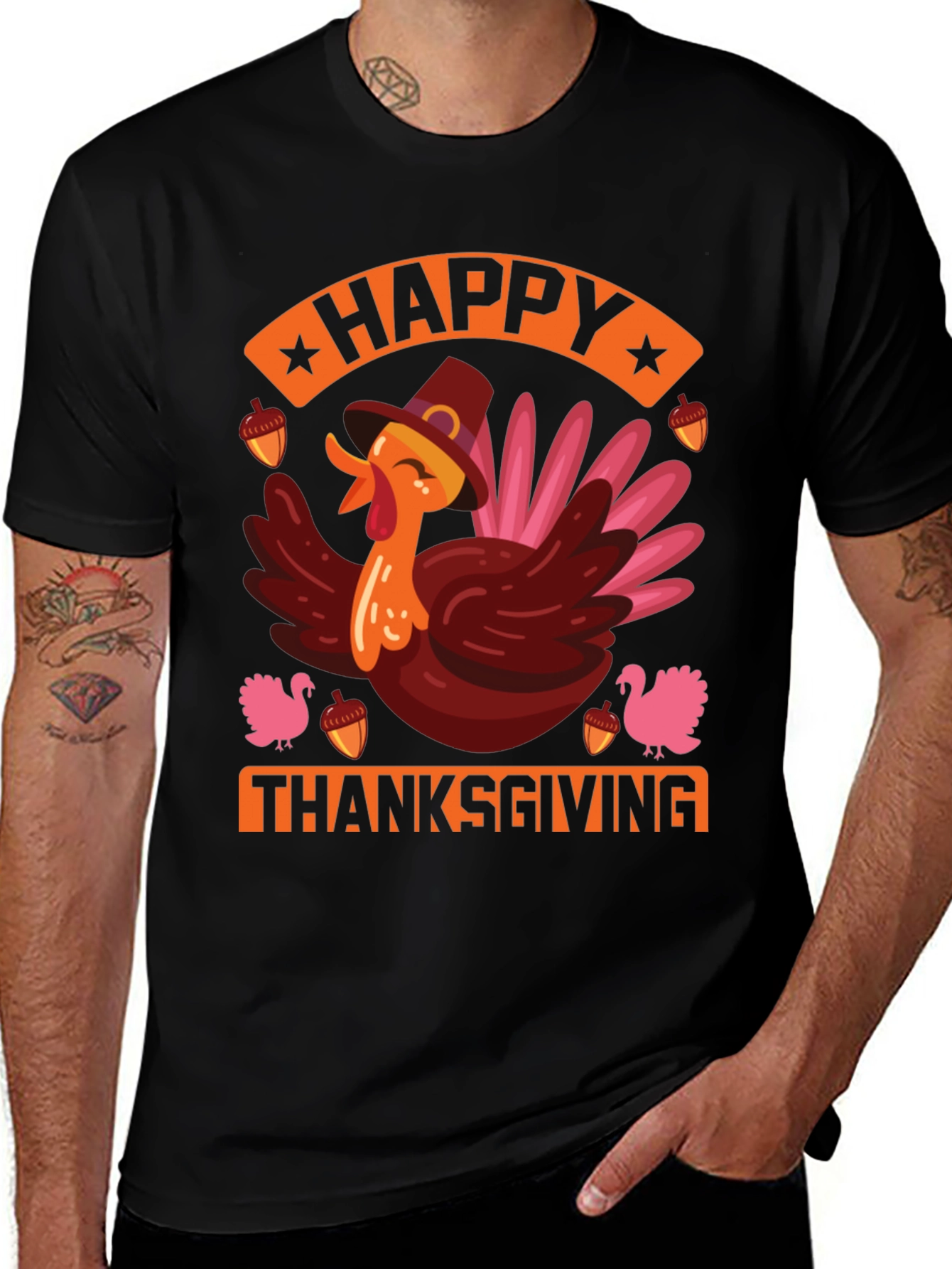 Happy Thanksgiving Turkey Graphic Tee