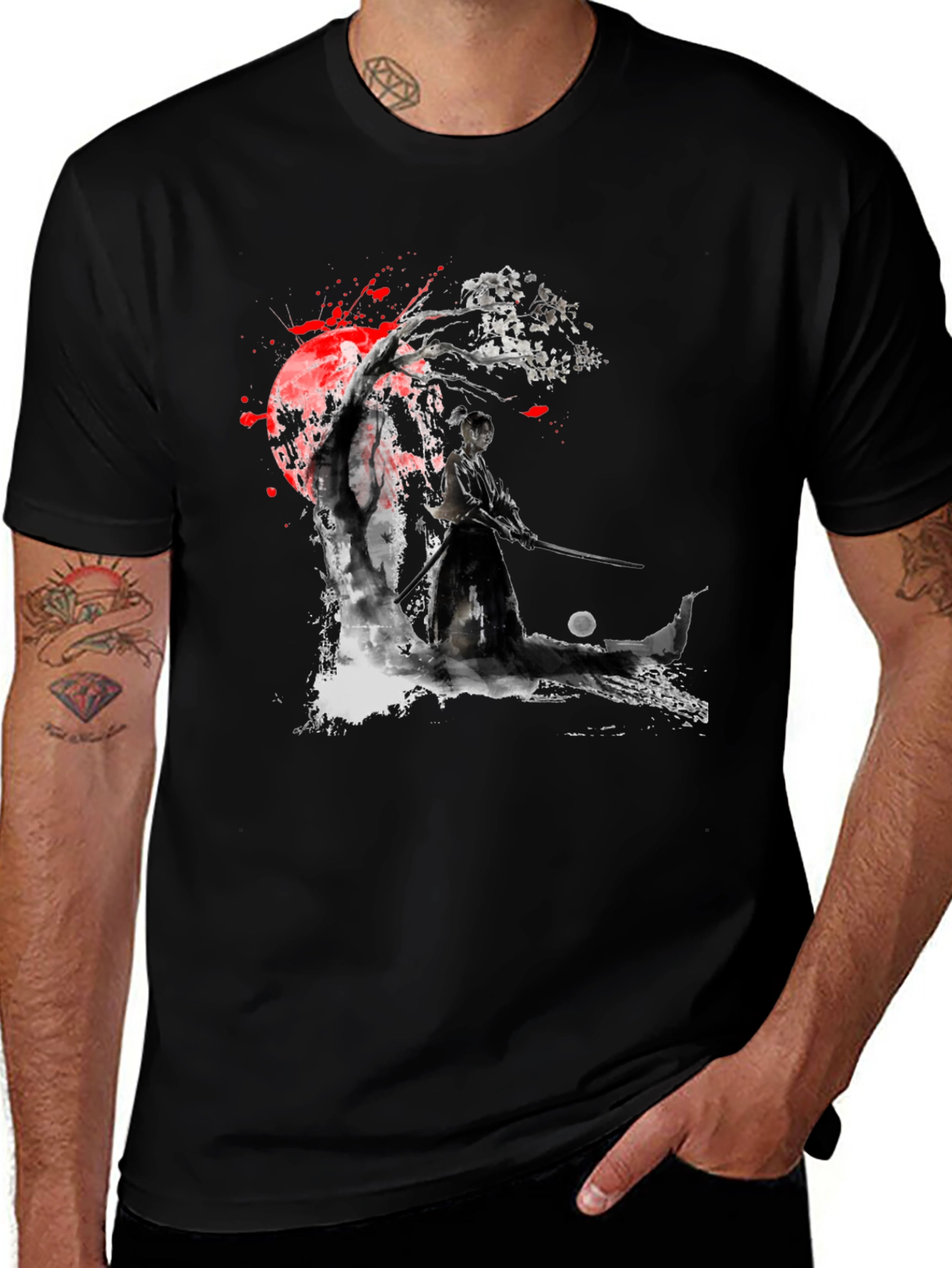 Samurai Warrior Graphic Black T-Shirt