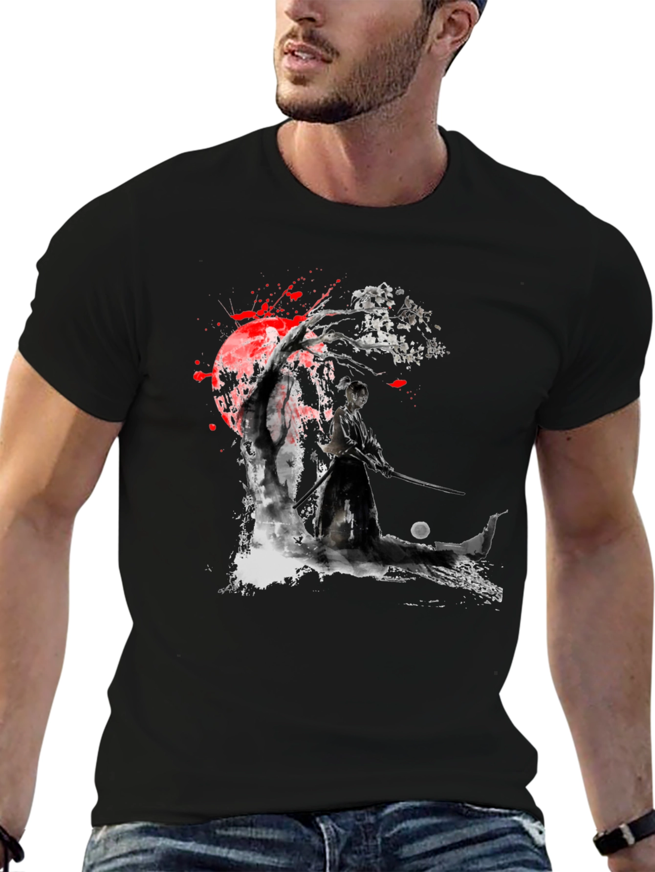 Samurai Warrior Graphic Black T-Shirt