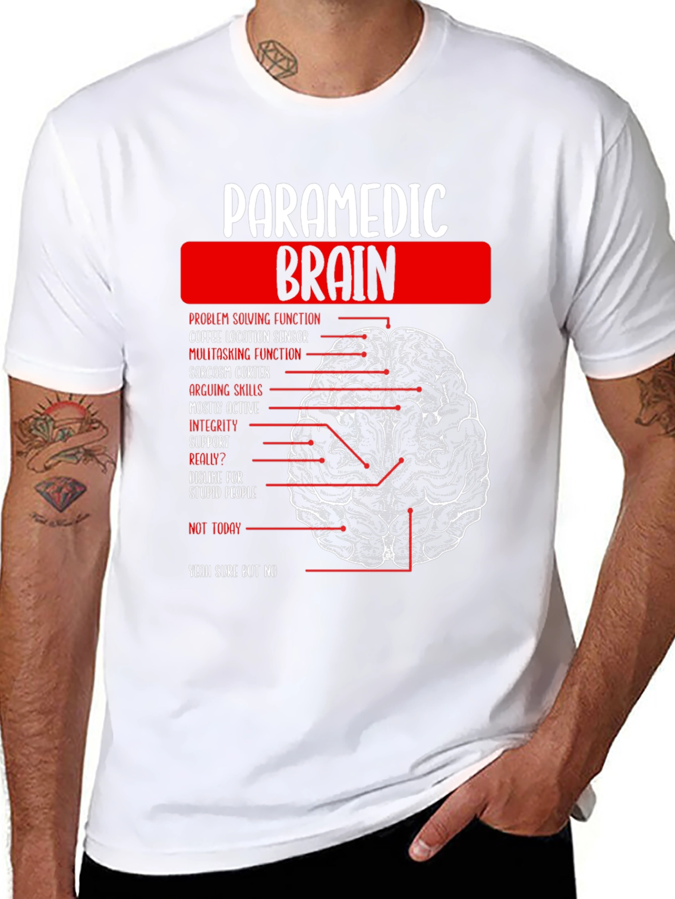 Paramedic Brain Anatomy Funny Graphic T-Shirt