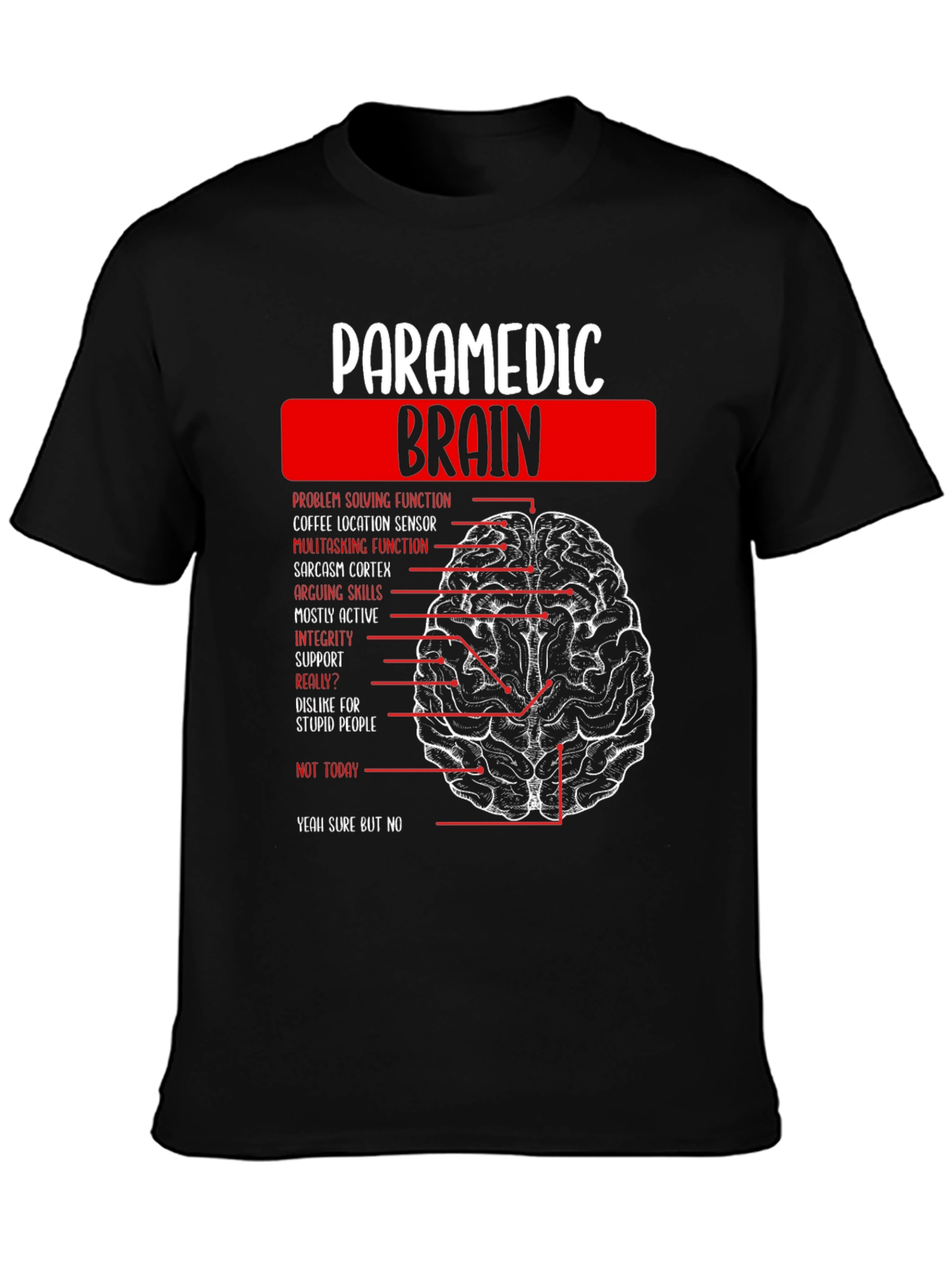 Paramedic Brain Anatomy Funny Graphic T-Shirt