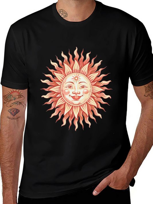 Vintage Sun Graphic T-Shirt - Classic Black Tee
