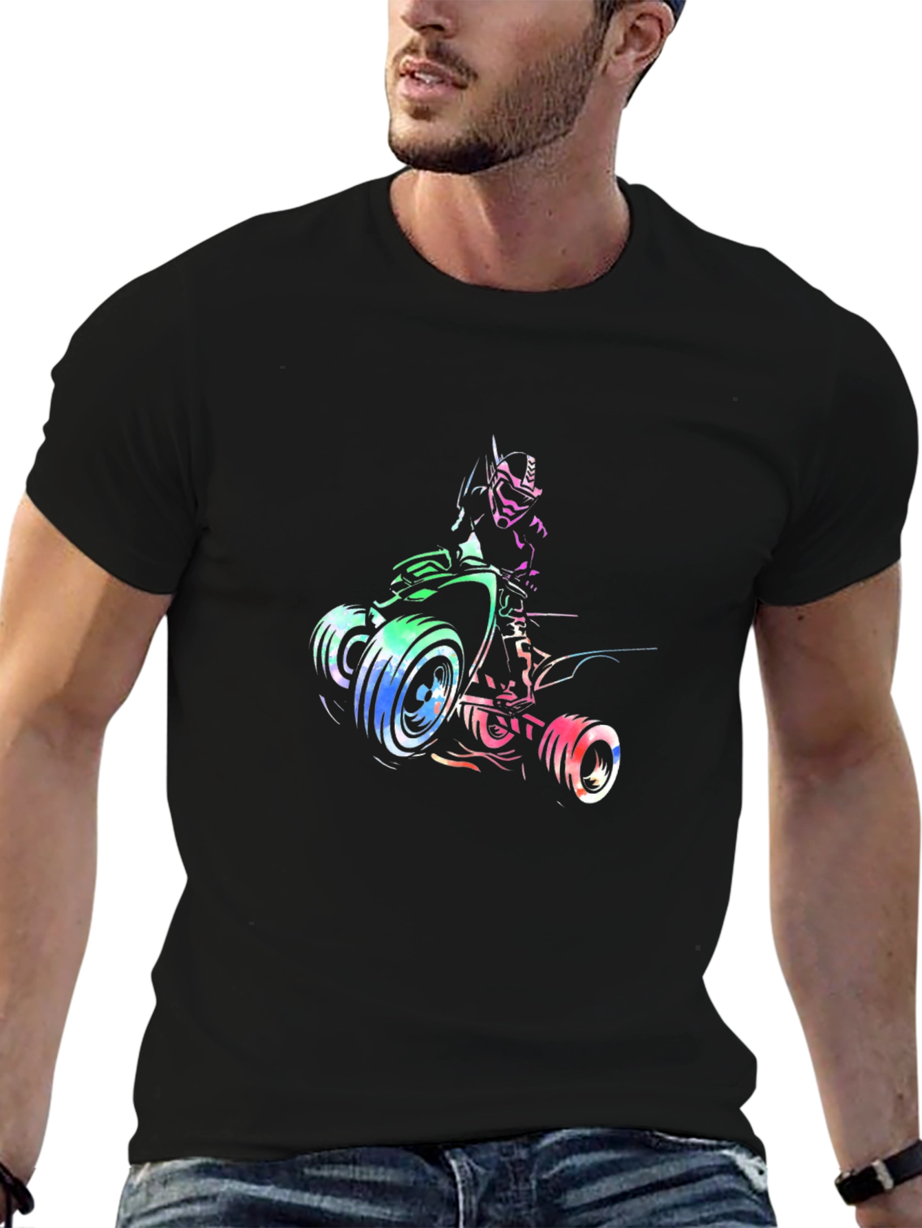ATV Rider Graphic Tee - Black Cotton T-Shirt