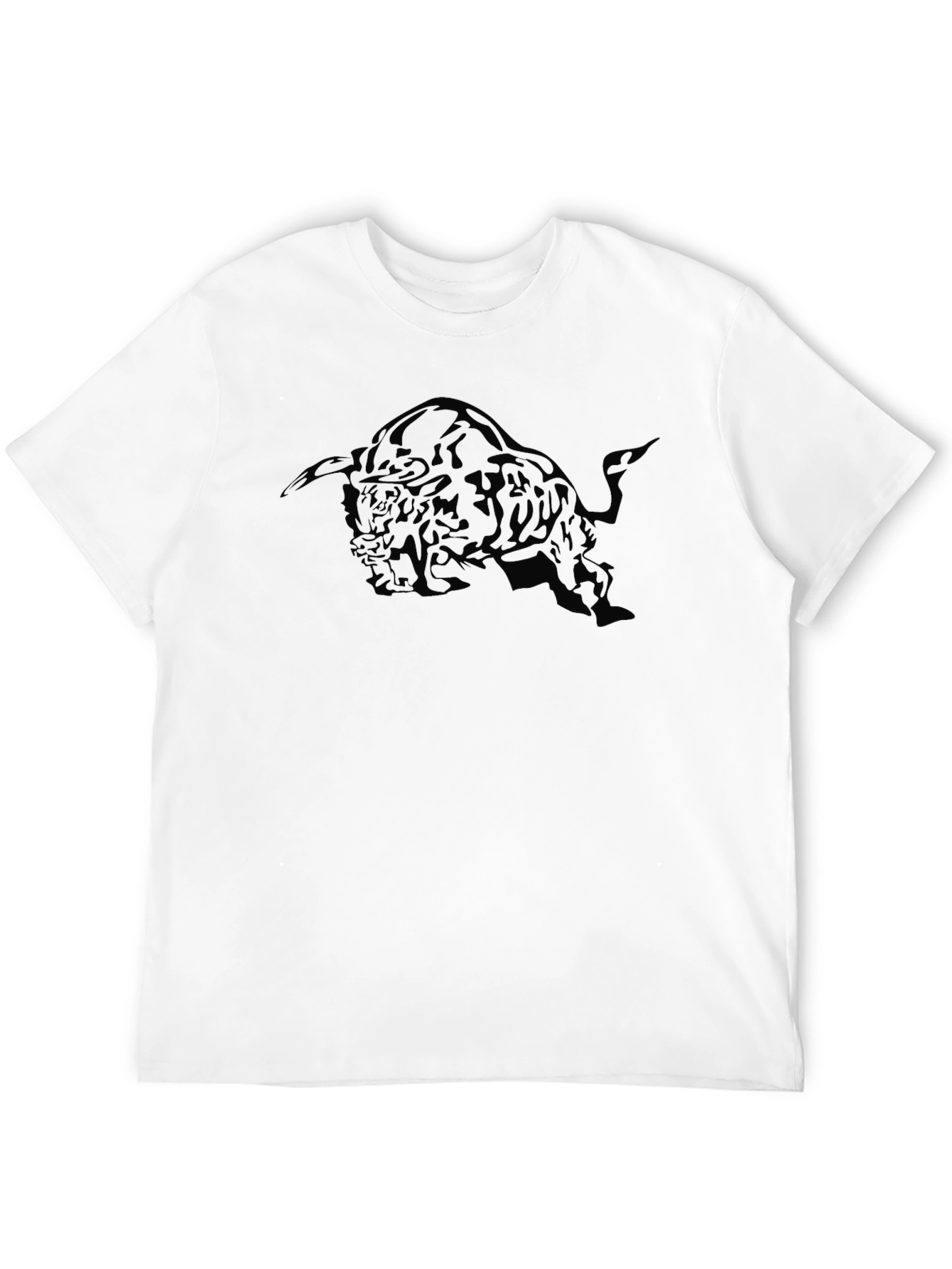 Mens Black Graphic Tee - Charging Bull Design