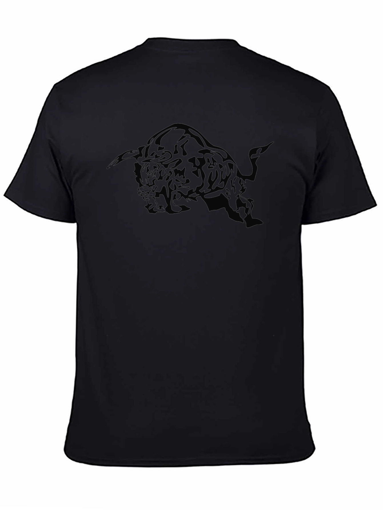 Mens Black Graphic Tee - Charging Bull Design