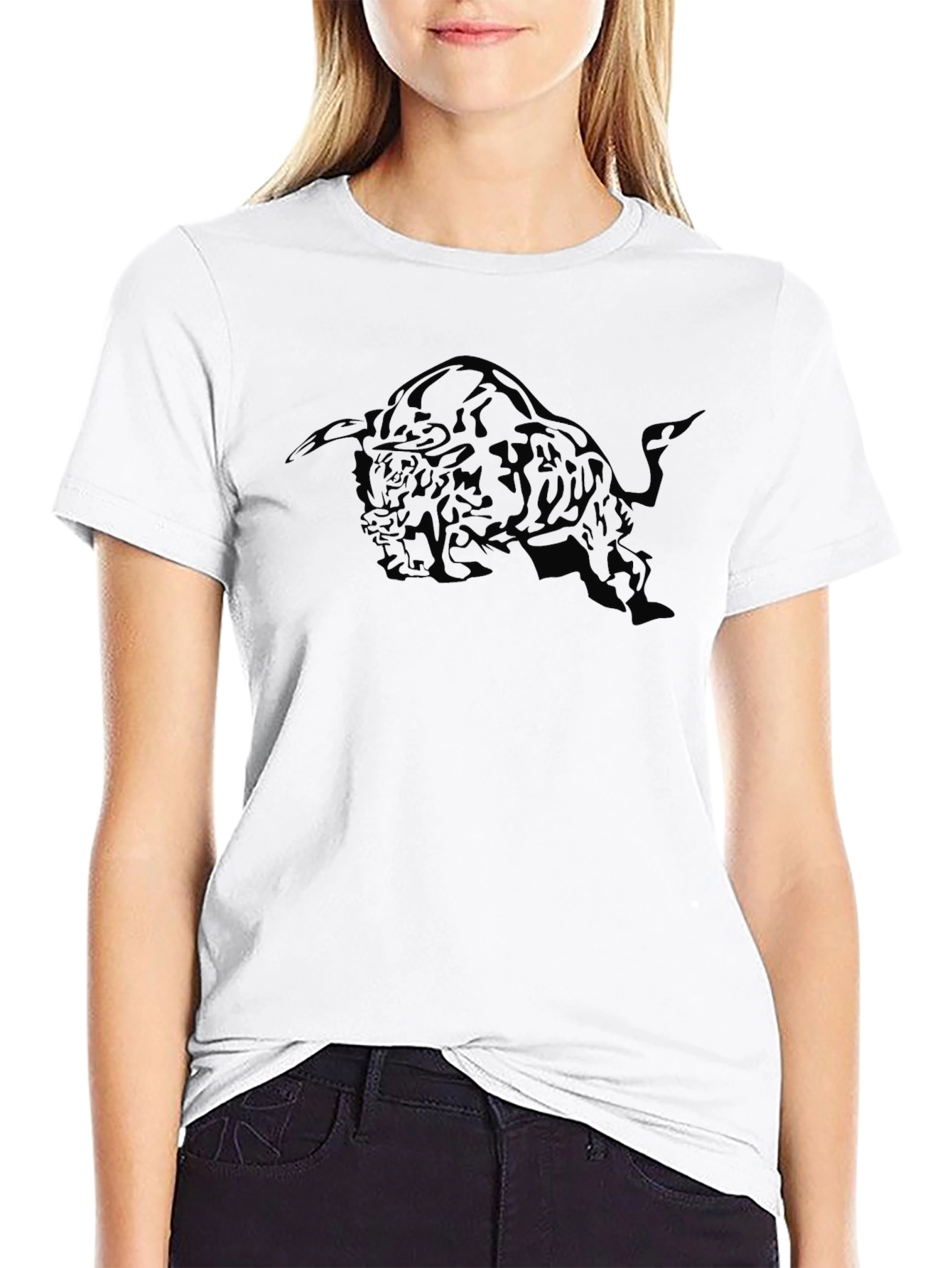 Mens Black Graphic Tee - Charging Bull Design