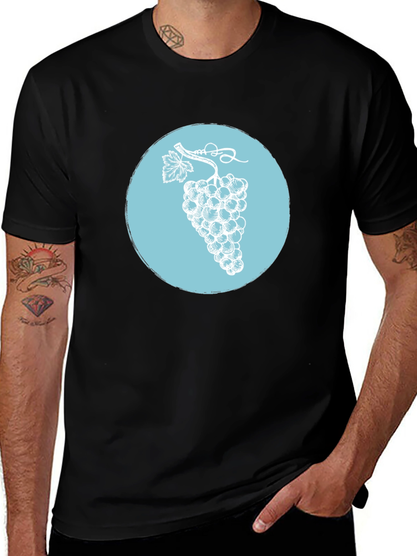 Grapes Graphic T-Shirt - Black Casual Tee