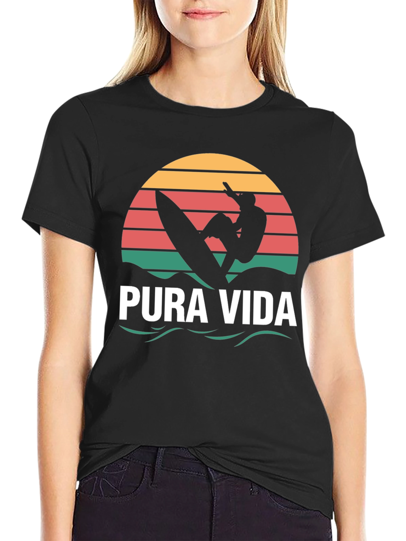 Pura Vida Surfer T-Shirt - Black Tee