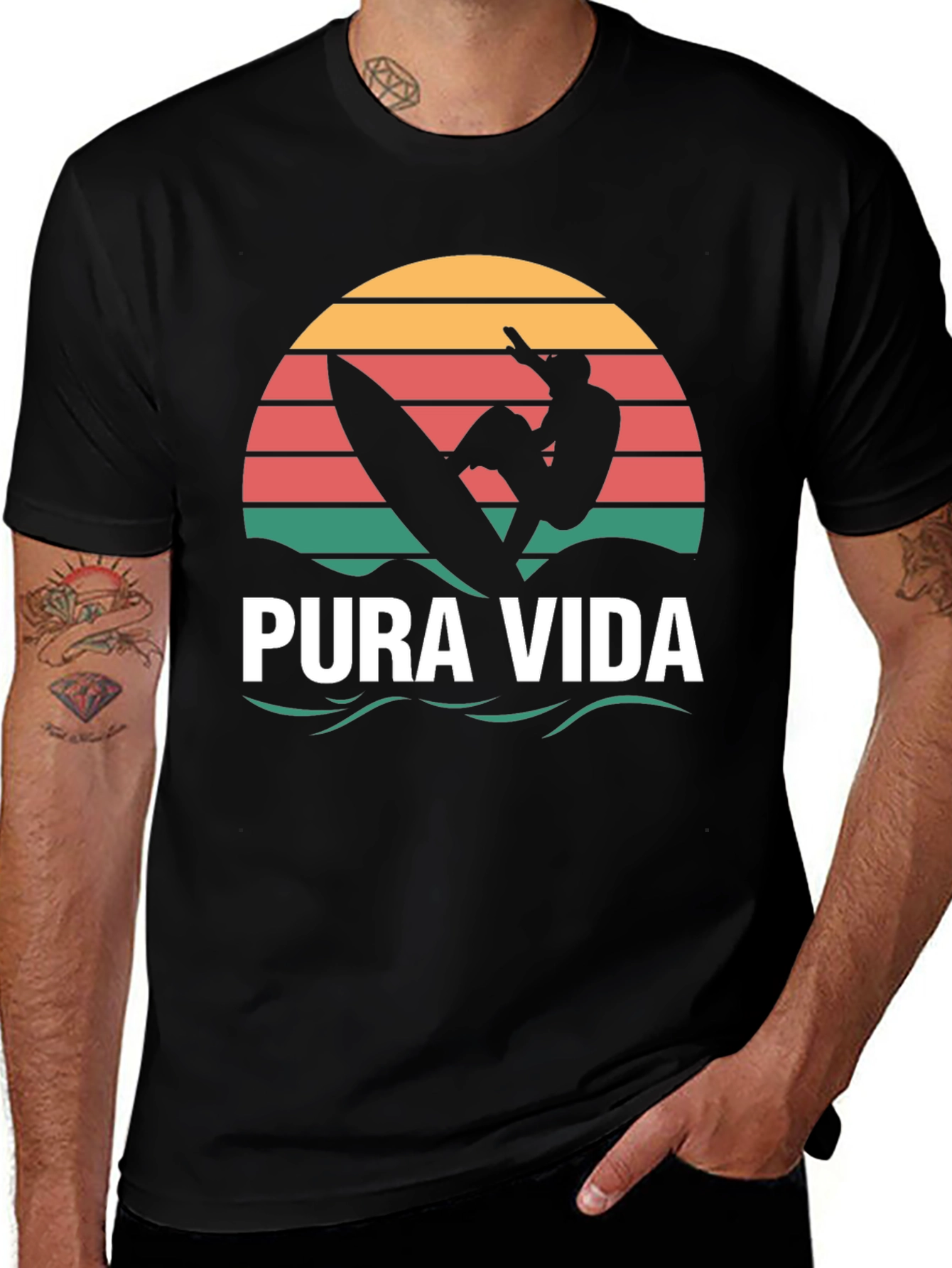 Pura Vida Surfer T-Shirt - Black Tee