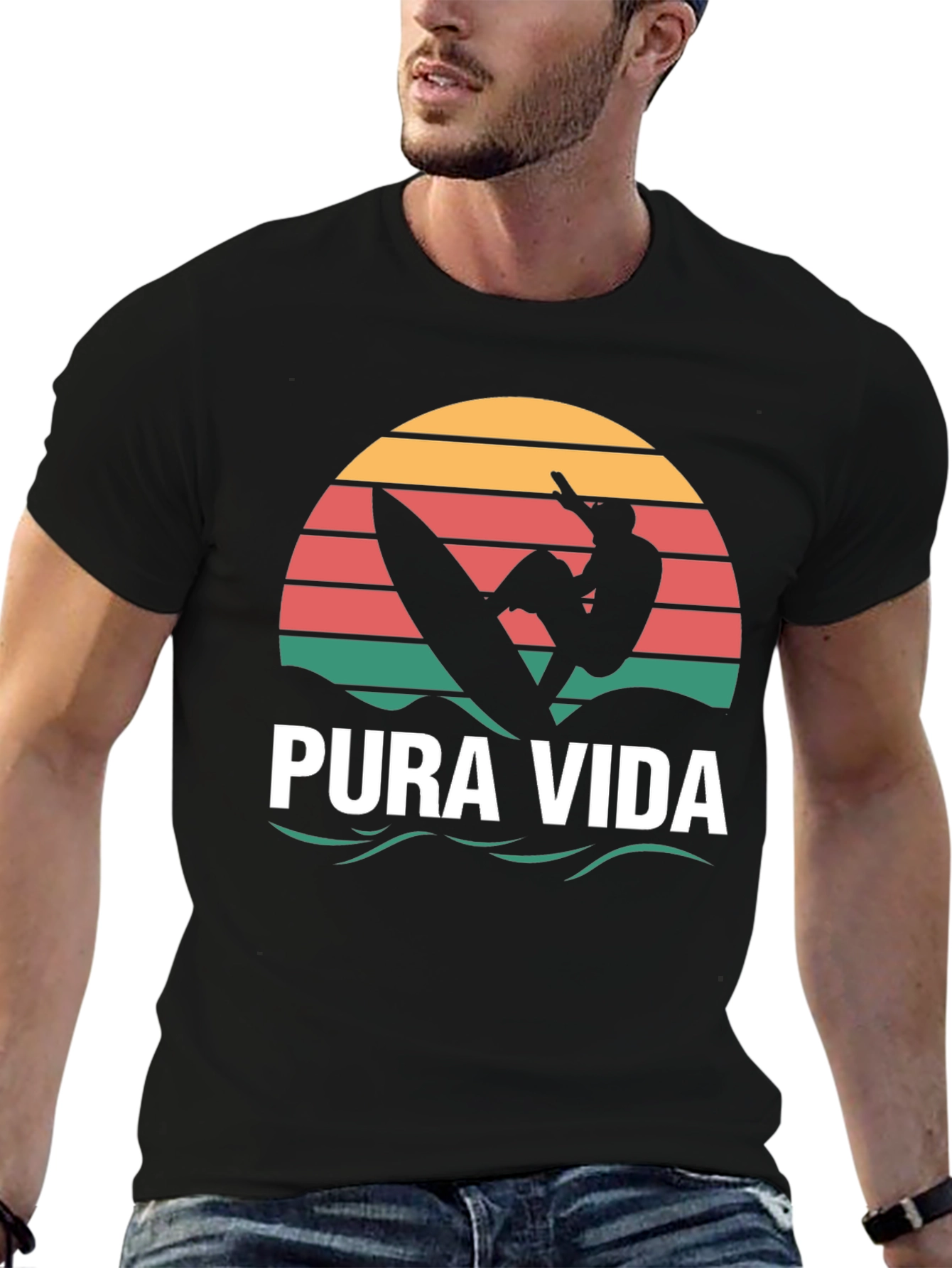 Pura Vida Surfer T-Shirt - Black Tee