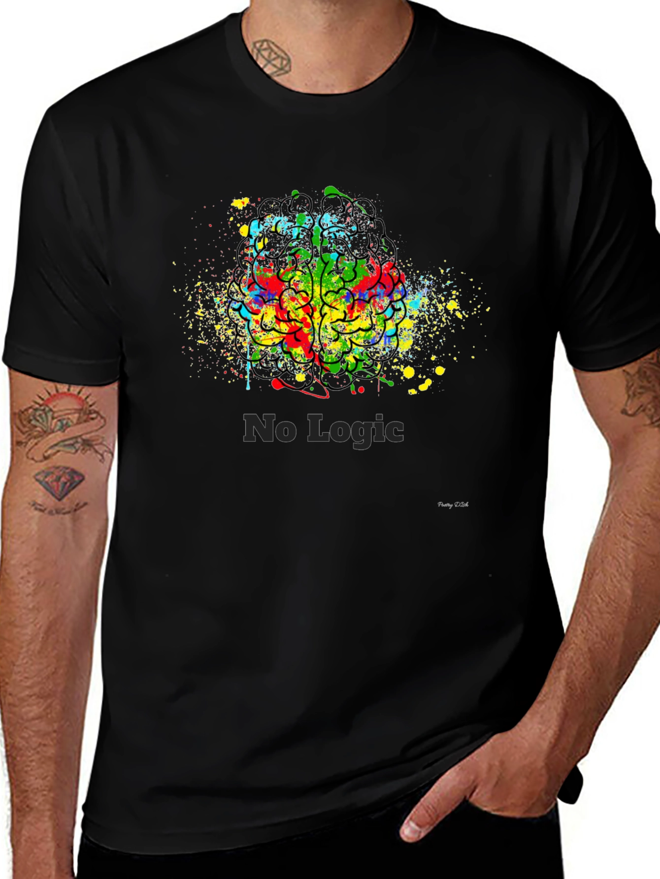 No Logic Brain Splatter Graphic T-Shirt
