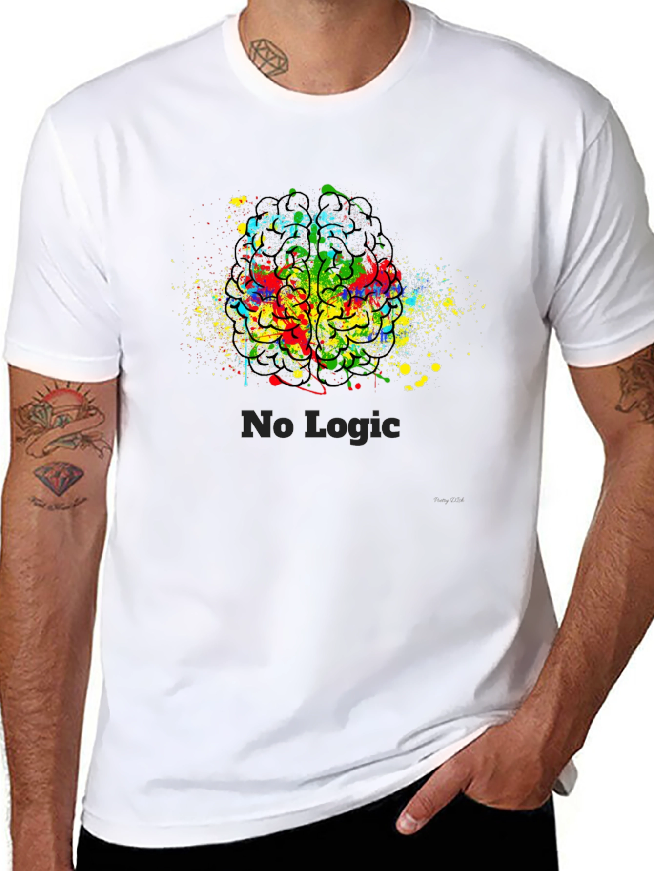 No Logic Brain Splatter Graphic T-Shirt