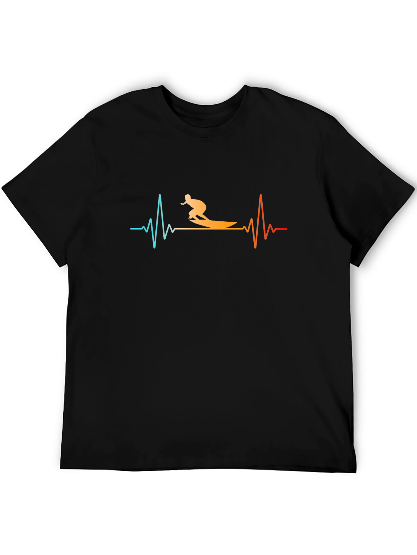 Surfing Heartbeat Black T-Shirt
