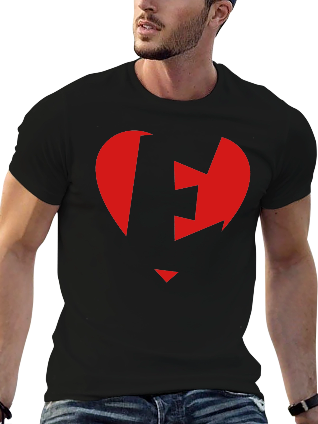 Red Heart Arrow Black T-Shirt
