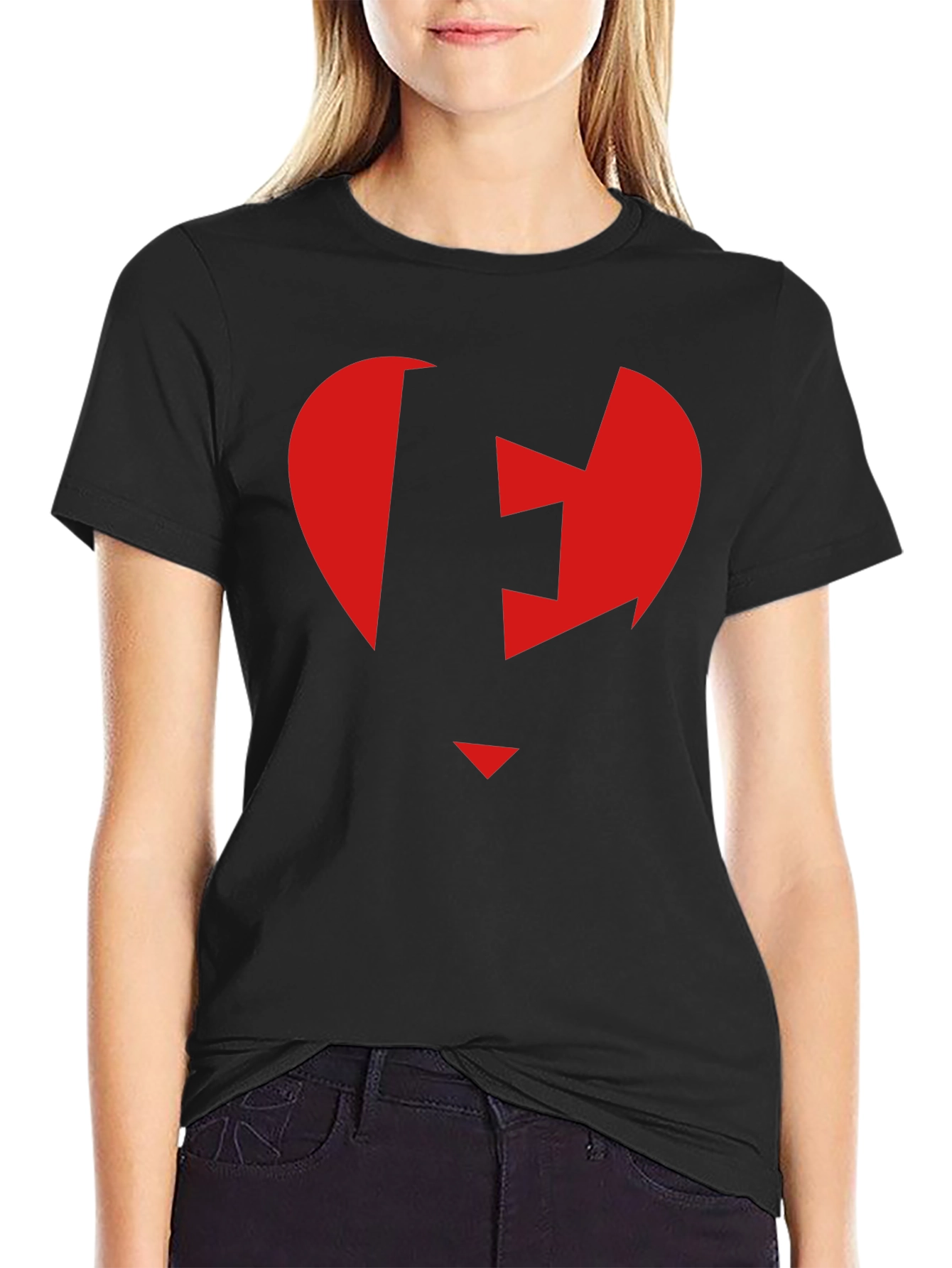 Red Heart Arrow Black T-Shirt
