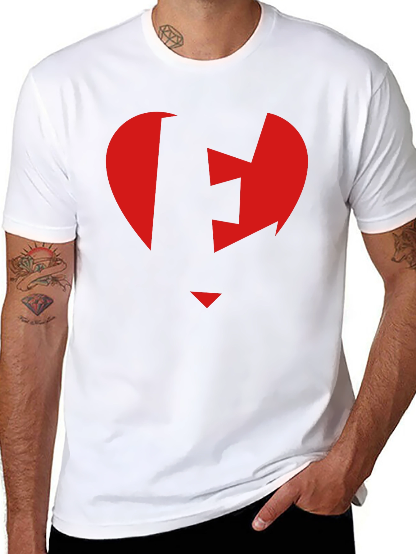 Red Heart Arrow Black T-Shirt