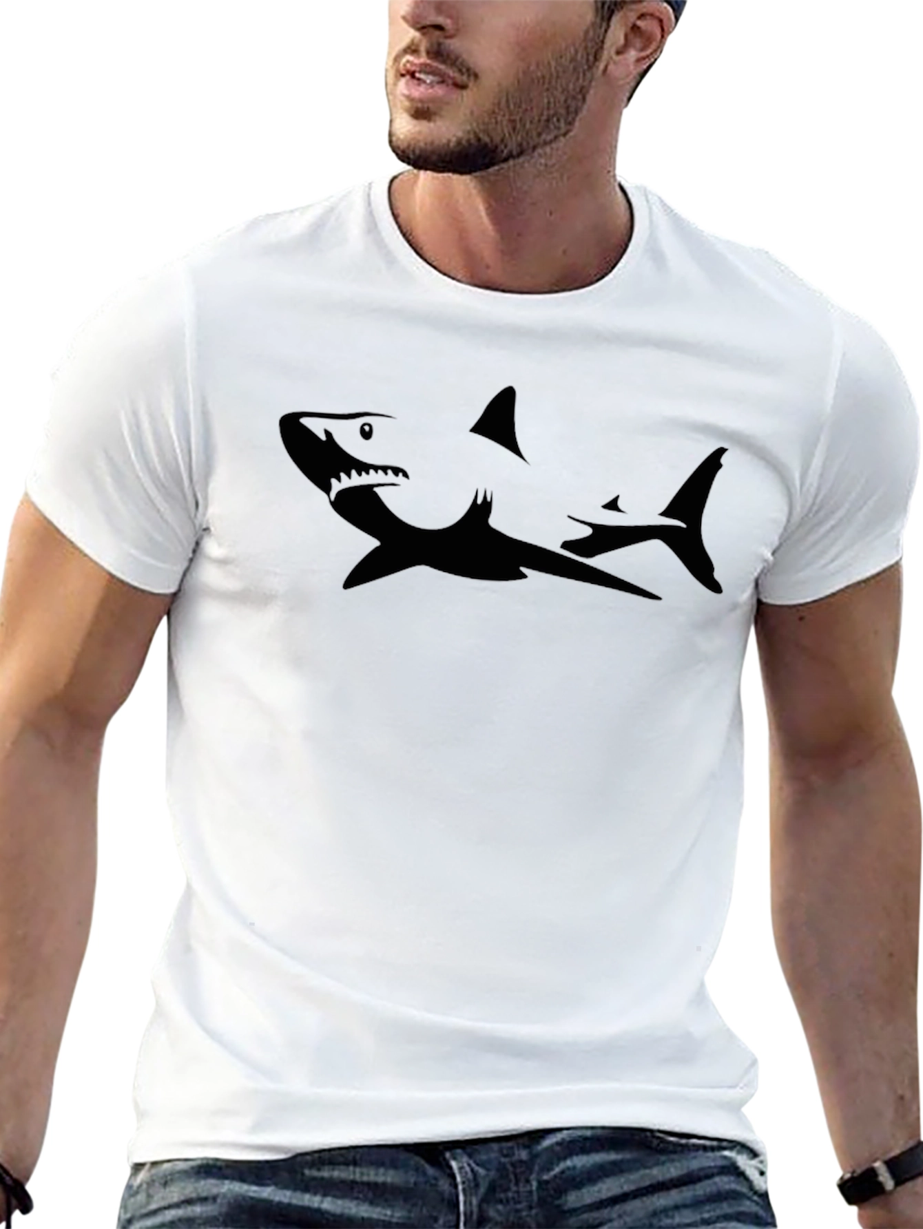 Shark Graphic Mens Black T-Shirt