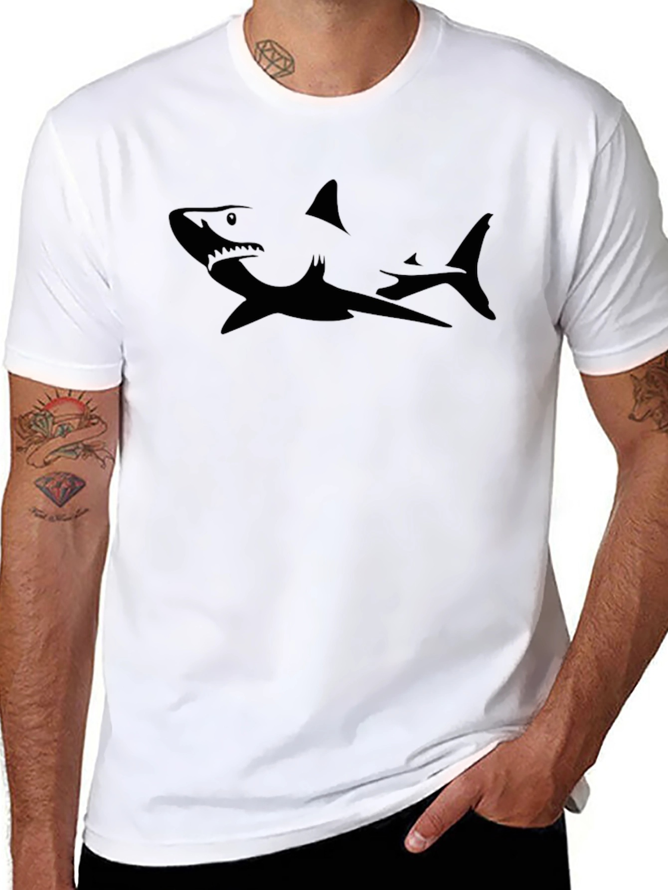 Shark Graphic Mens Black T-Shirt
