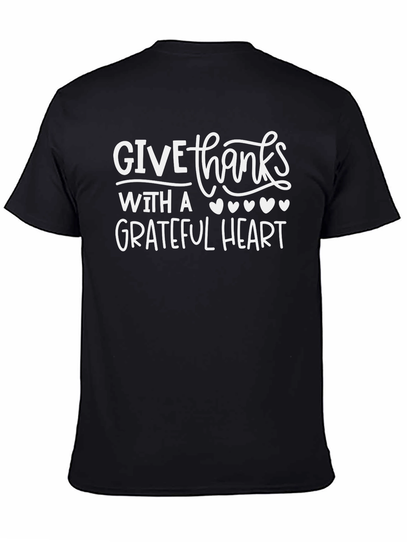 Give Thanks Grateful Heart Black T-Shirt