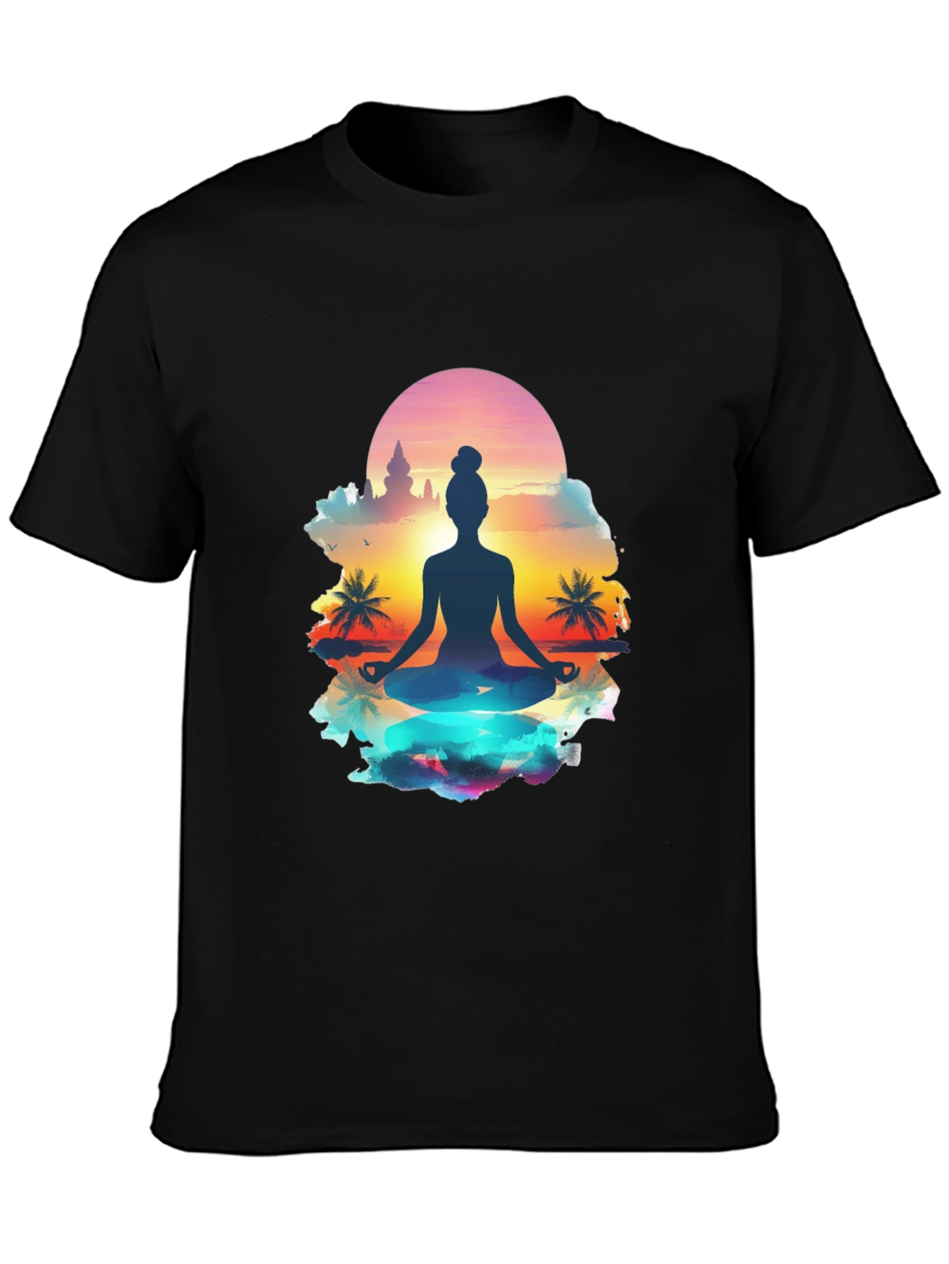 Yoga Meditation T-Shirt - Sunrise Silhouette Tee