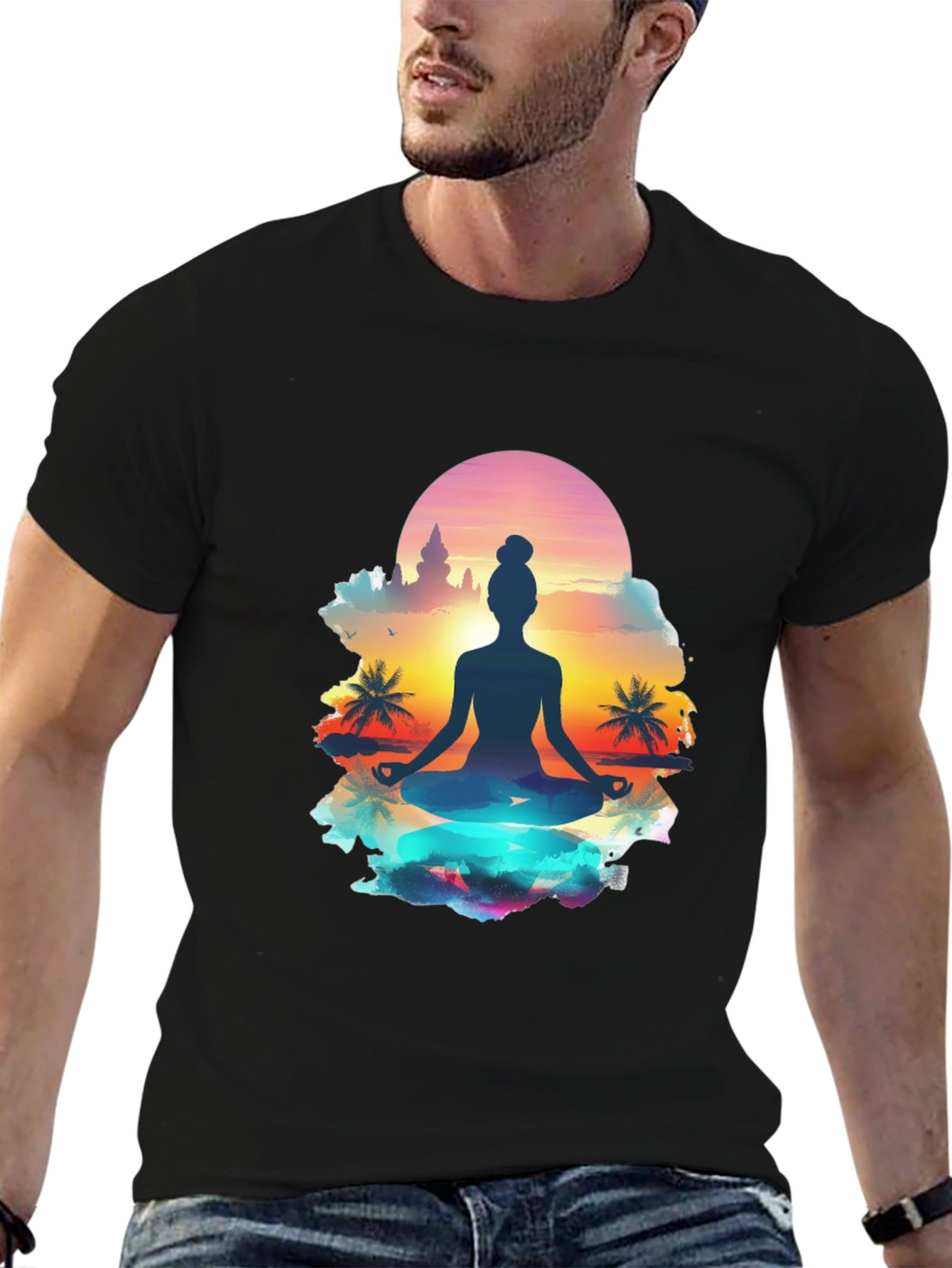 Yoga Meditation T-Shirt - Sunrise Silhouette Tee
