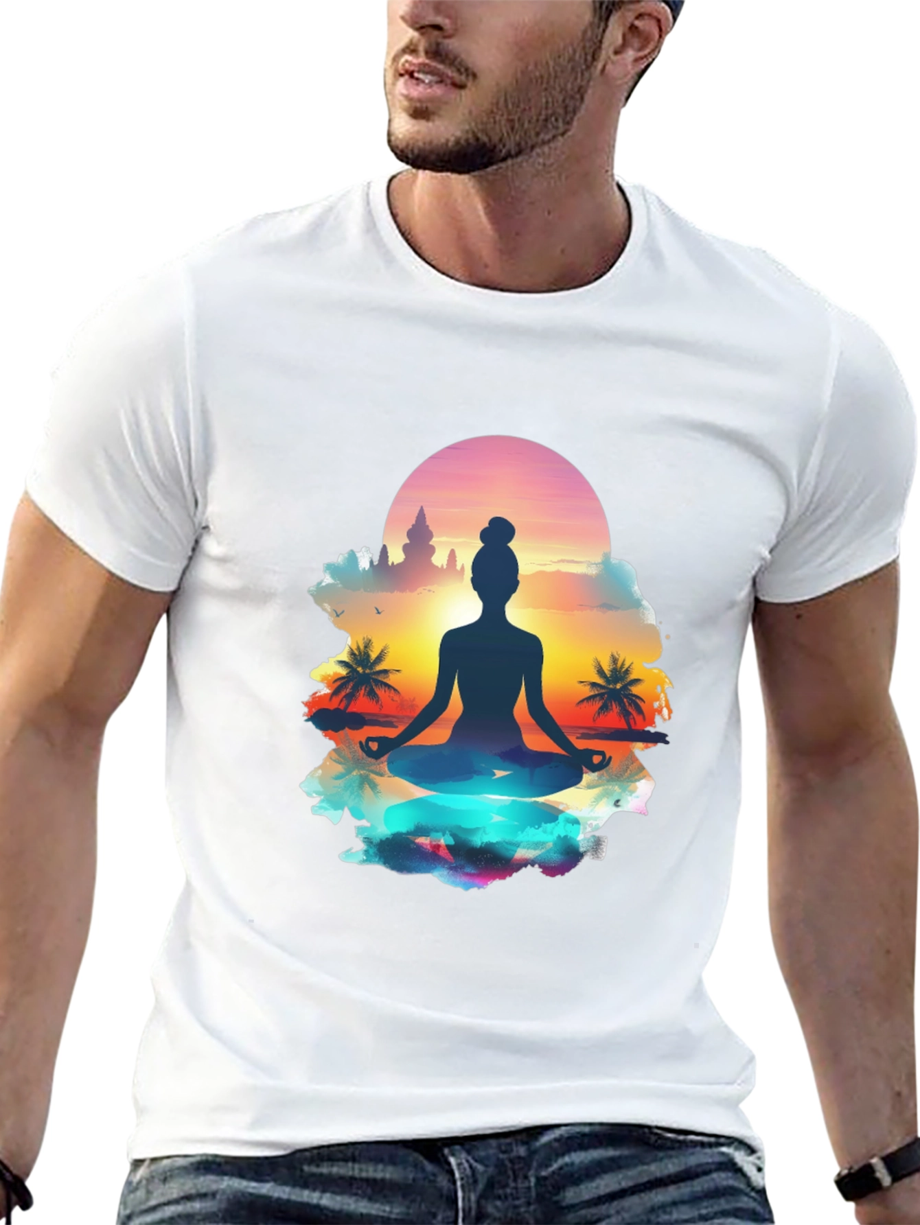 Yoga Meditation T-Shirt - Sunrise Silhouette Tee