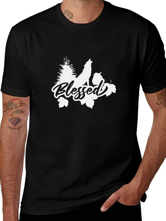 Blessed Wolf Graphic Tee - Stylish Nature Design T-Shirt