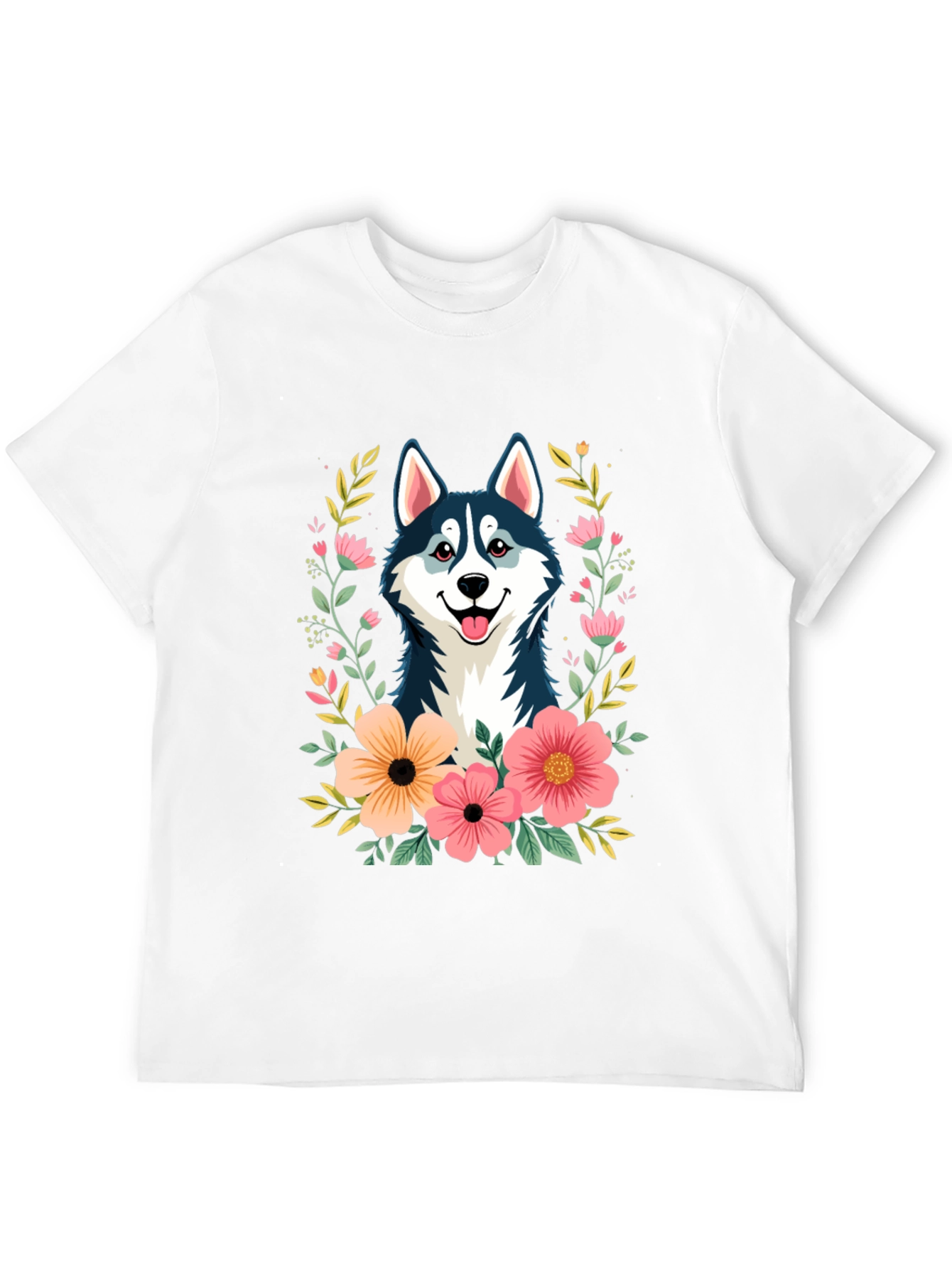 Husky Floral T-Shirt - Black Graphic Tee