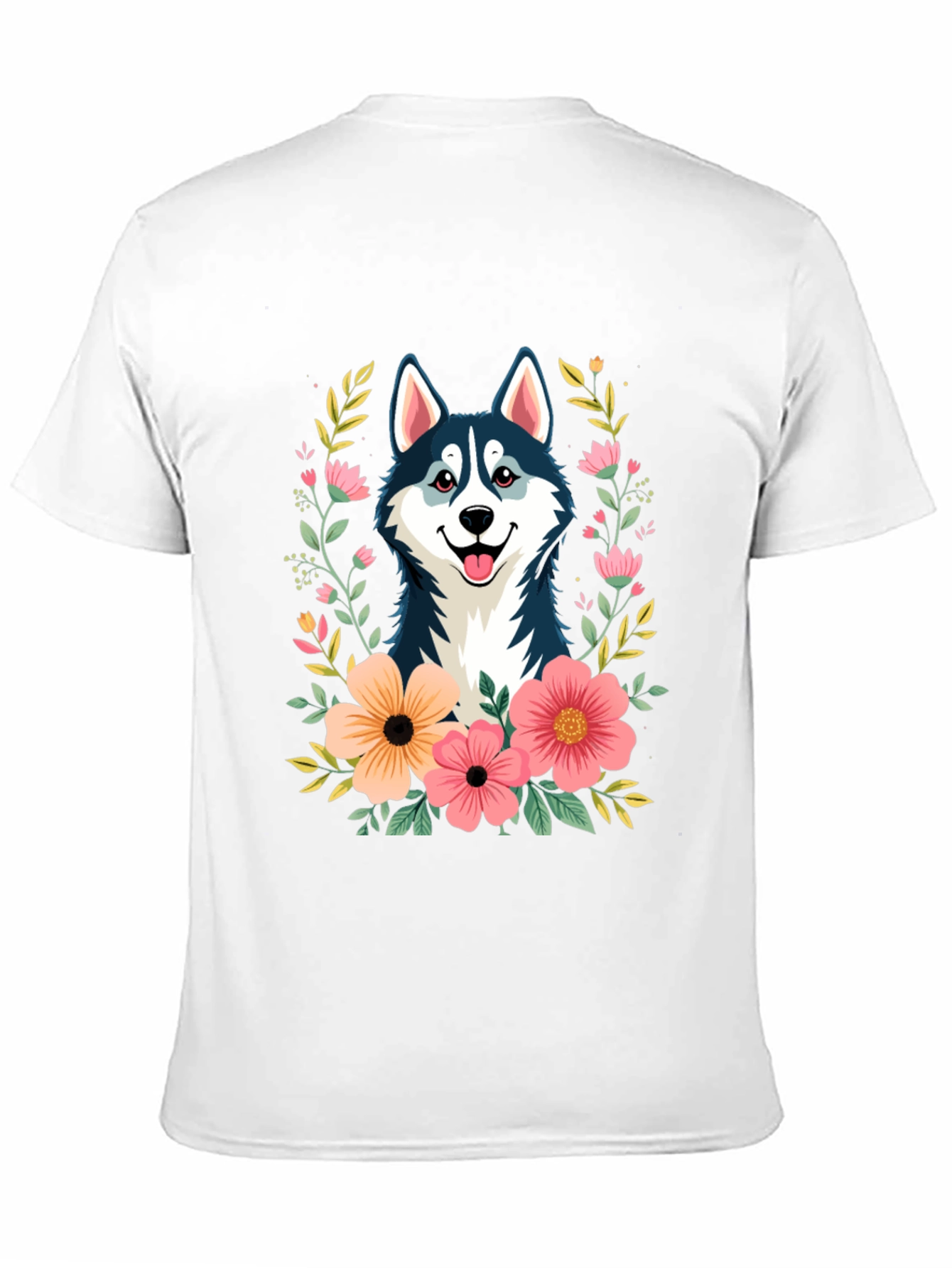 Husky Floral T-Shirt - Black Graphic Tee