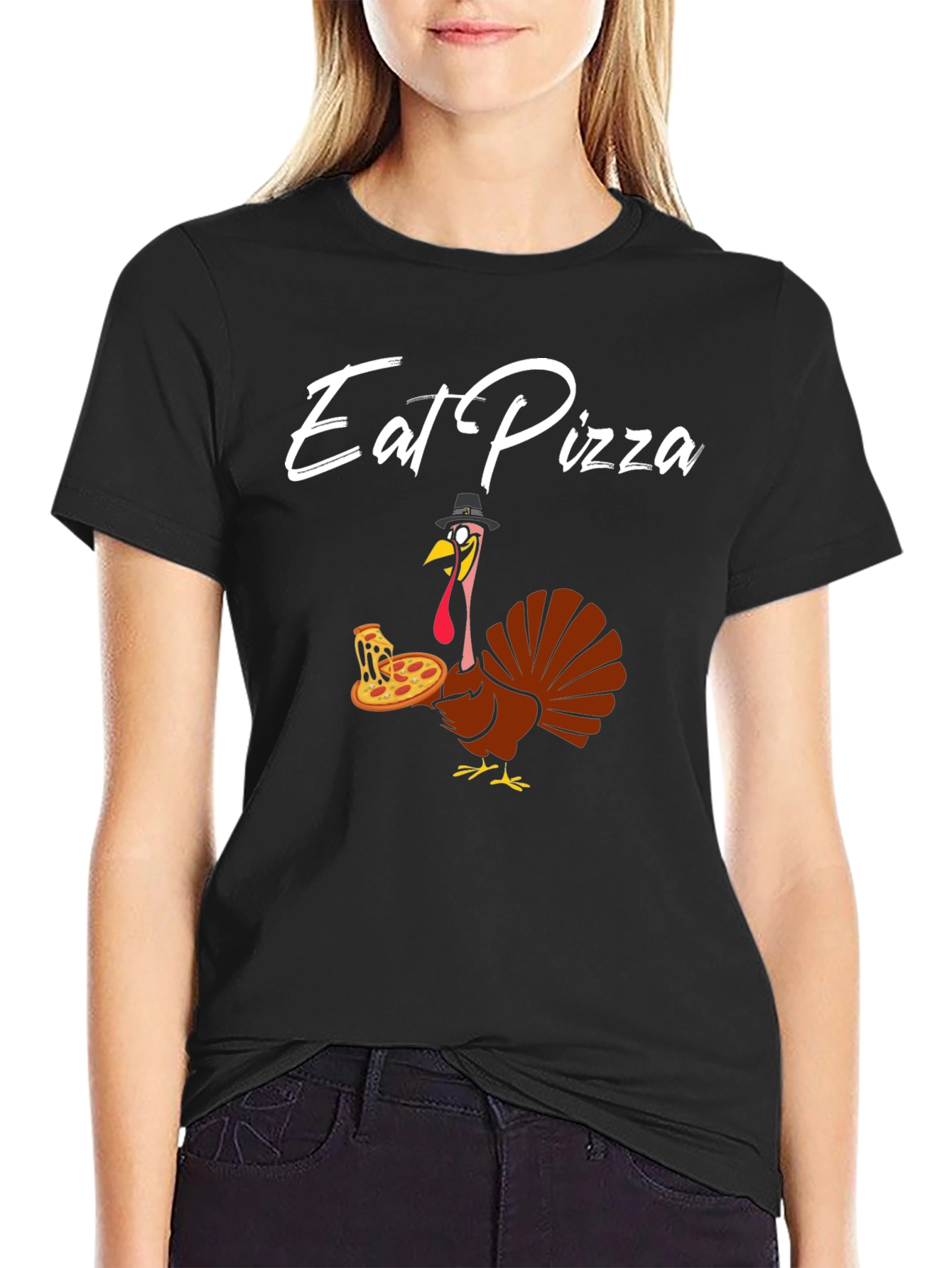 Eat Pizza Turkey T-Shirt - Thanksgiving Fun
