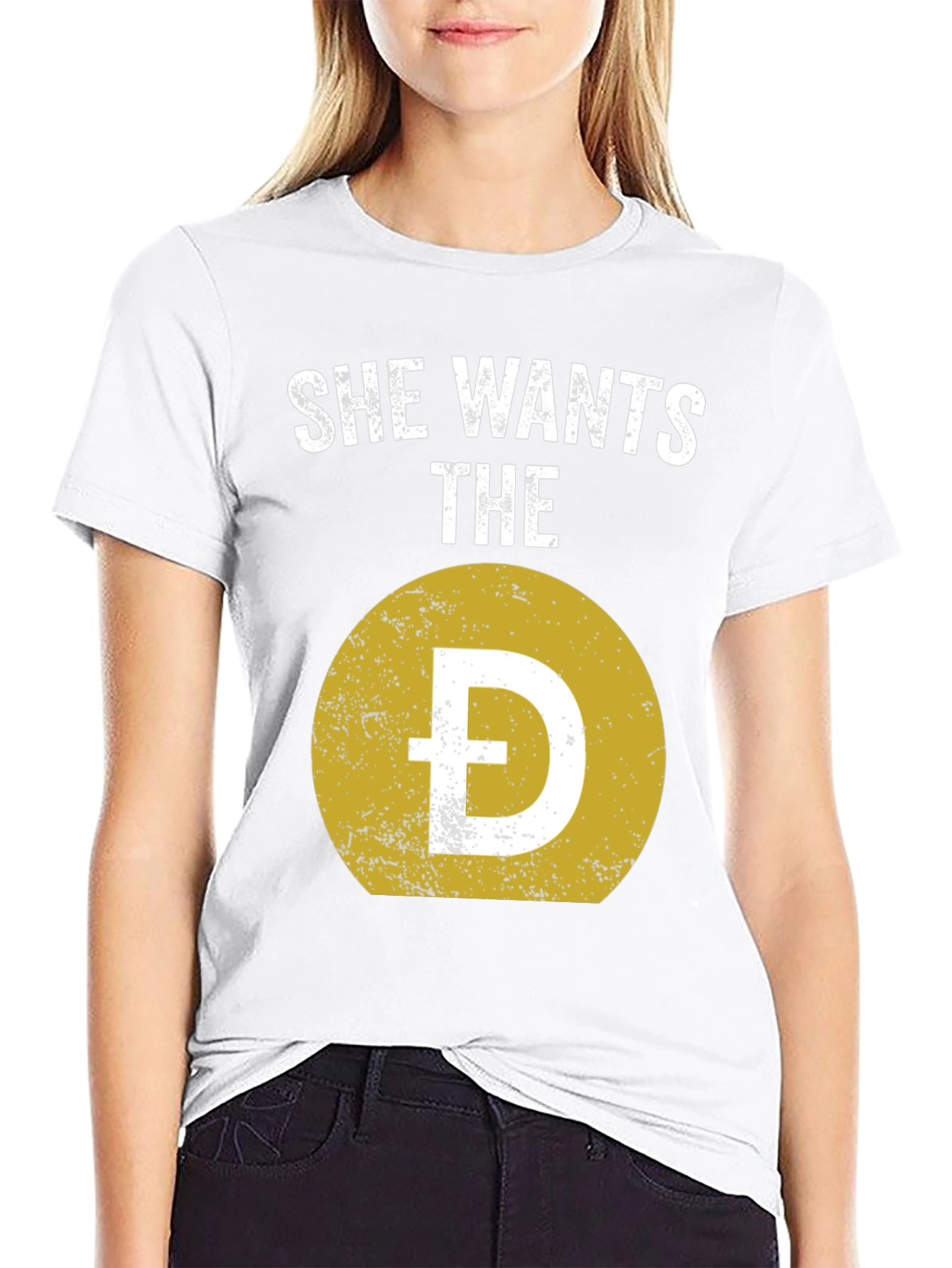 She Wants The D Dogecoin Crypto Meme Black T-Shirt
