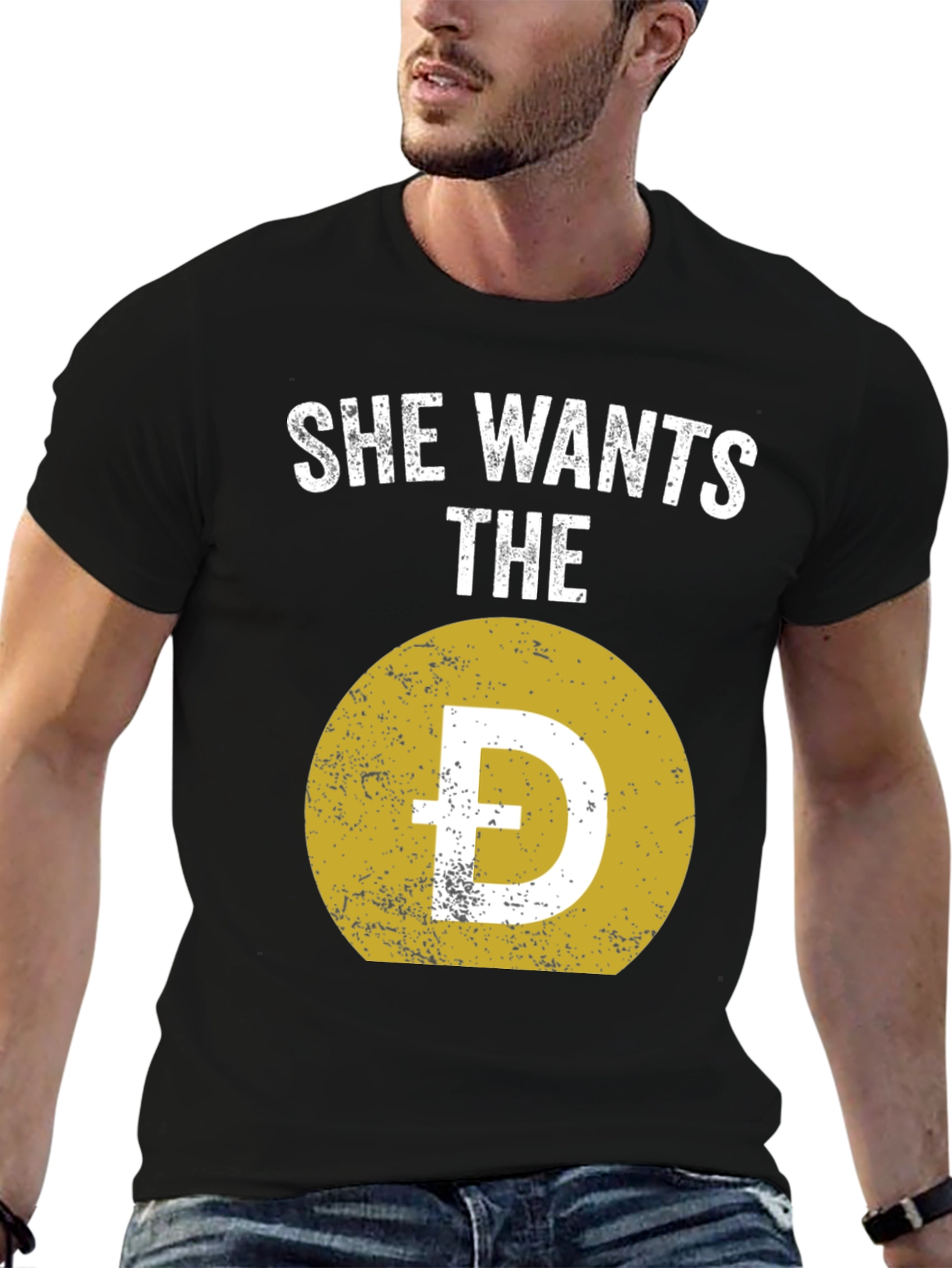 She Wants The D Dogecoin Crypto Meme Black T-Shirt