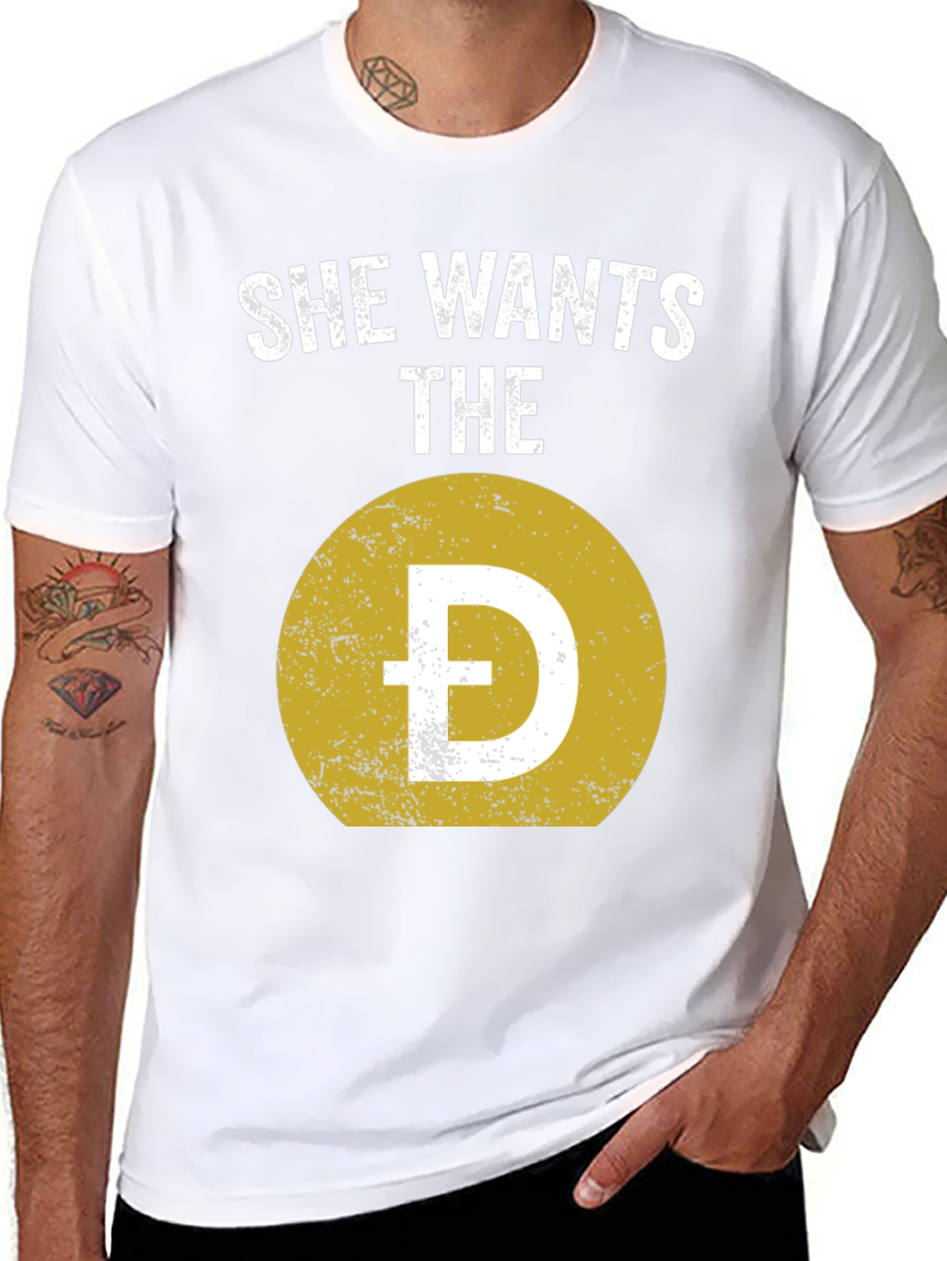 She Wants The D Dogecoin Crypto Meme Black T-Shirt