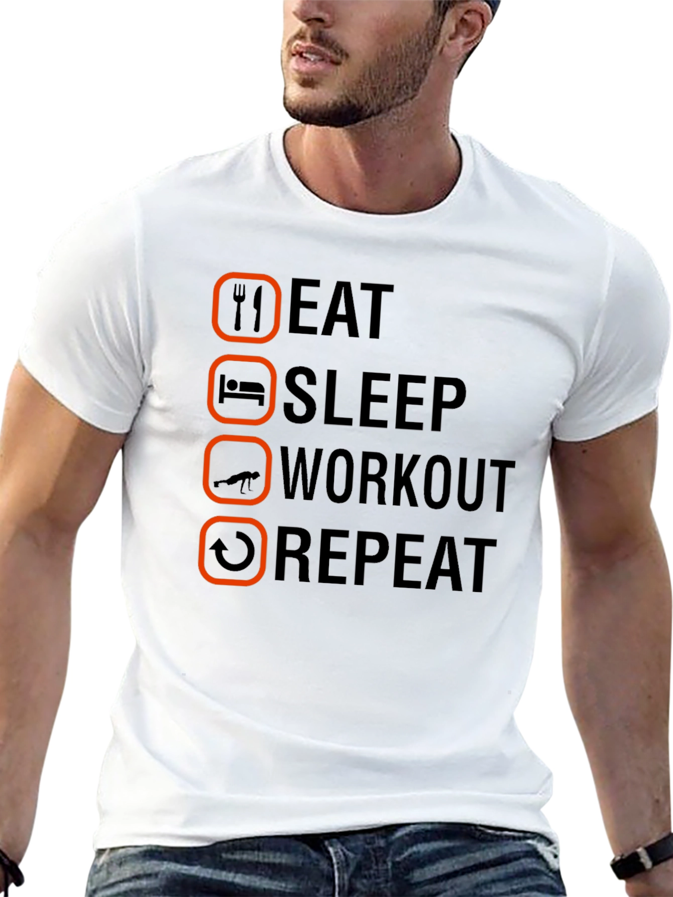 Eat Sleep Workout Repeat Graphic Tee