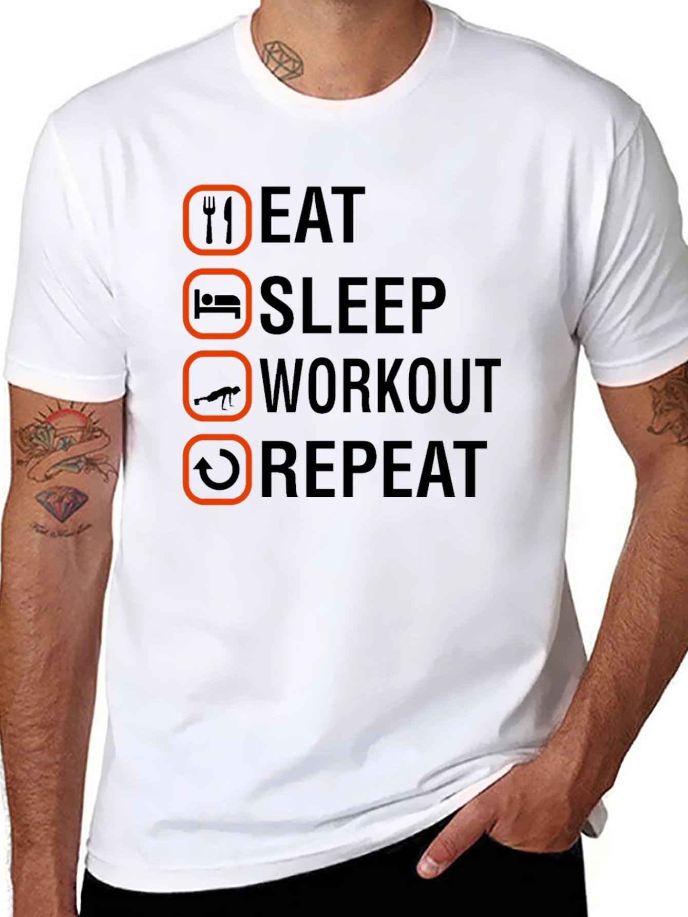 Eat Sleep Workout Repeat Graphic Tee
