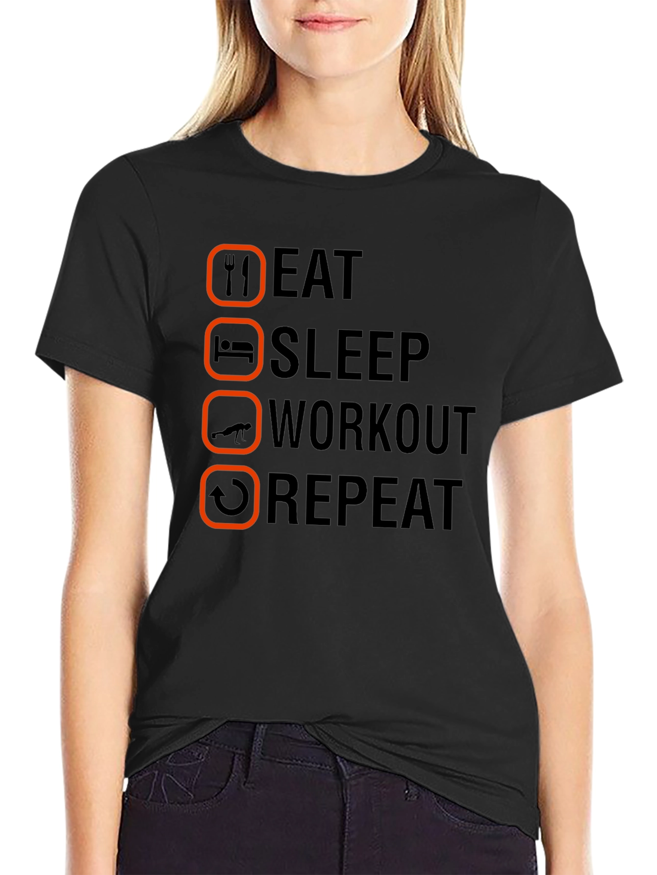 Eat Sleep Workout Repeat Graphic Tee