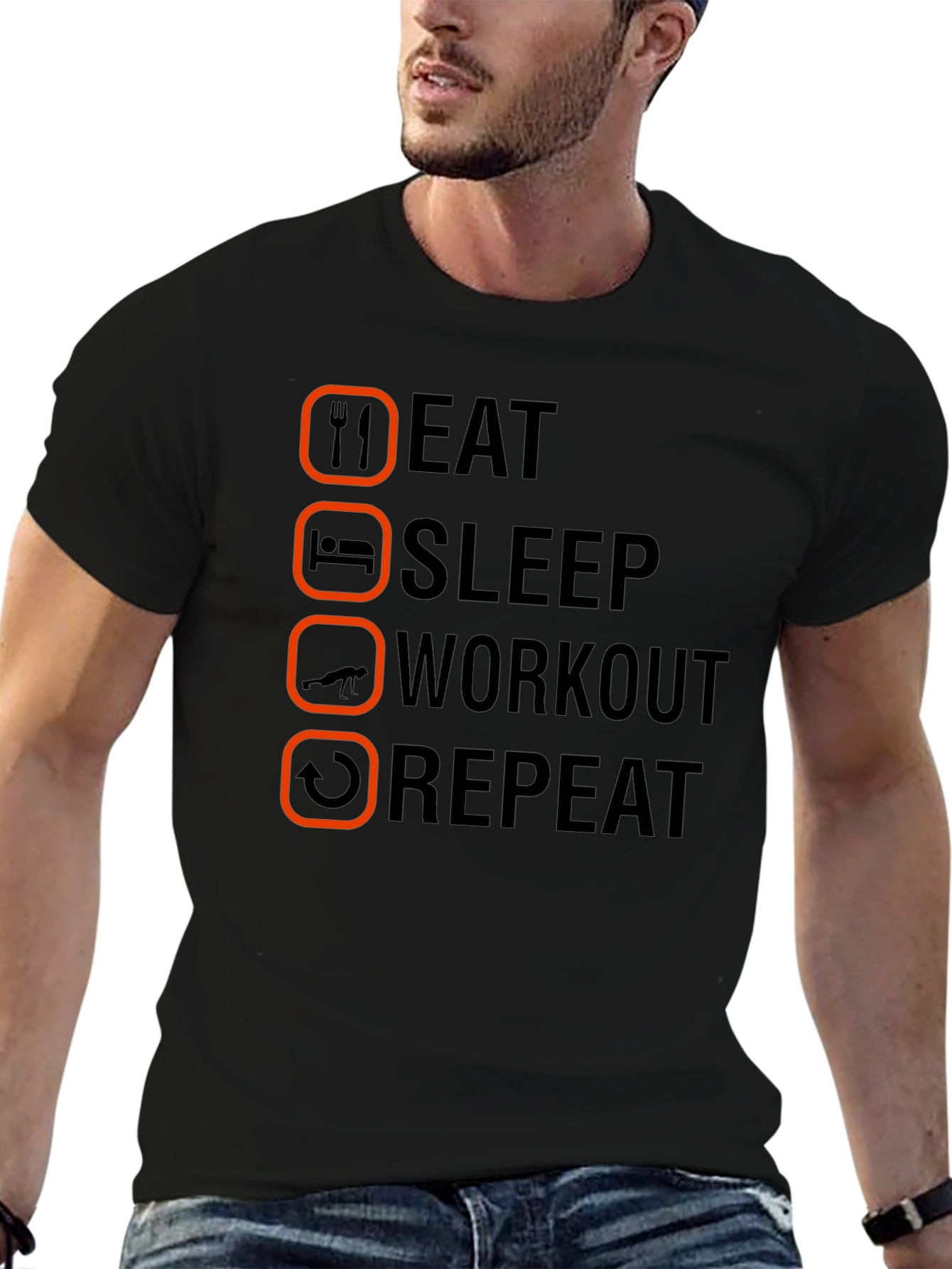 Eat Sleep Workout Repeat Graphic Tee