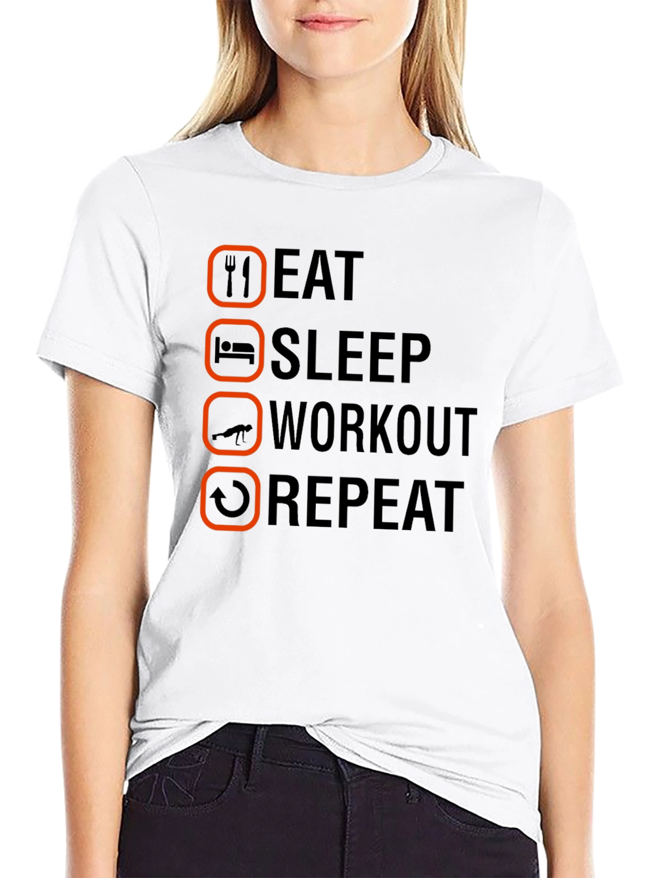 Eat Sleep Workout Repeat Graphic Tee