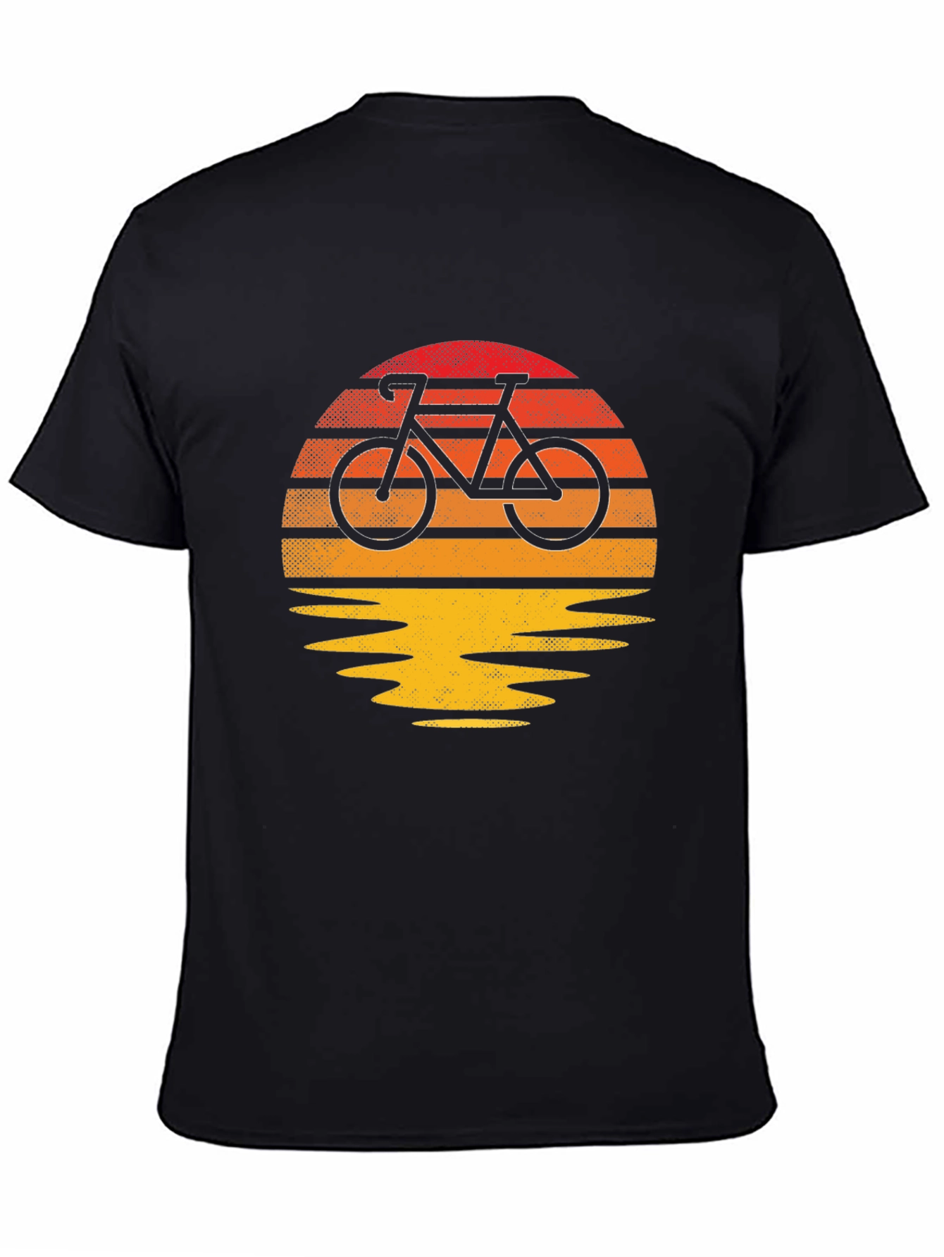 Retro Sunset Bicycle Graphic T-Shirt - Black