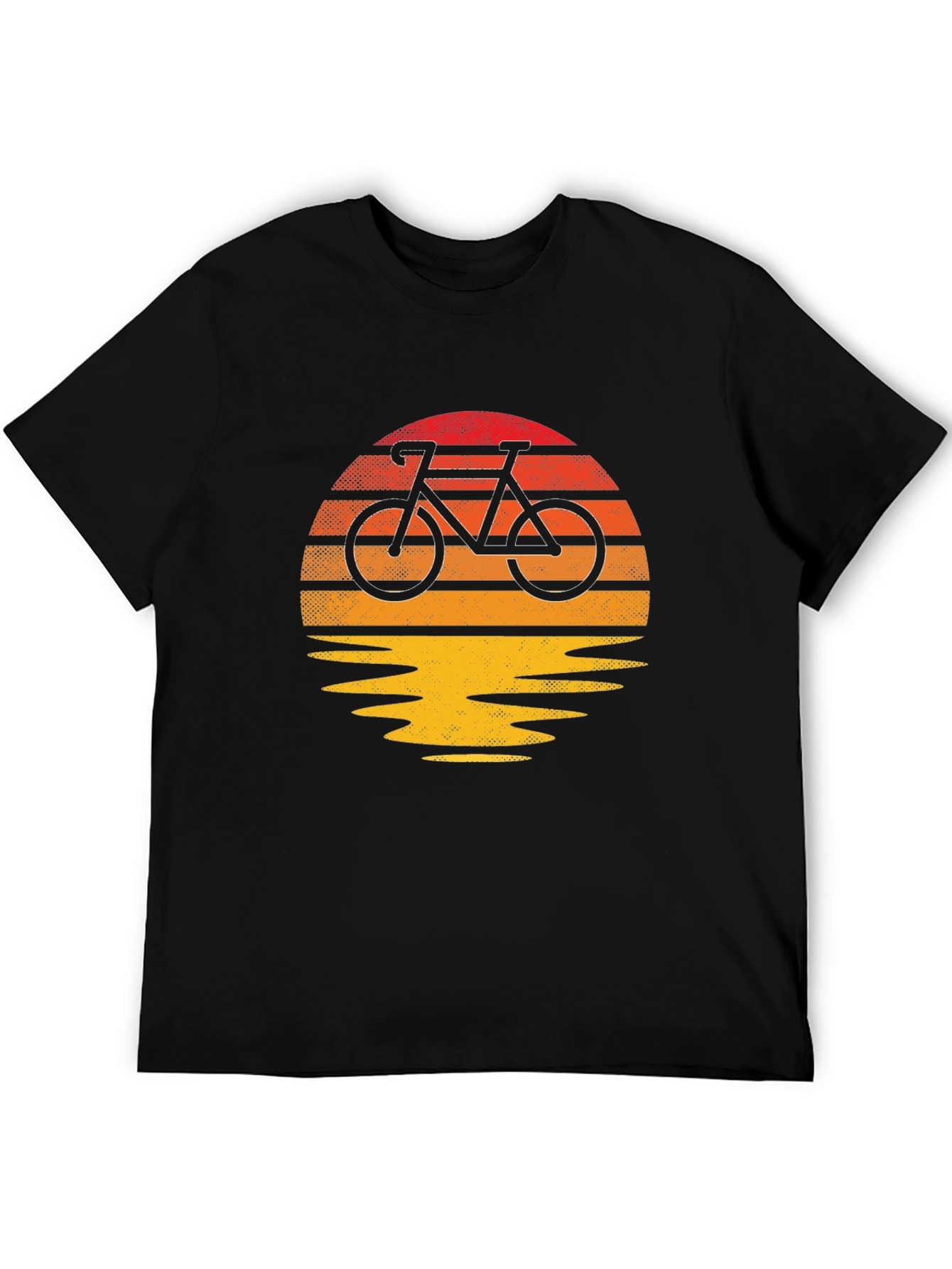 Retro Sunset Bicycle Graphic T-Shirt - Black