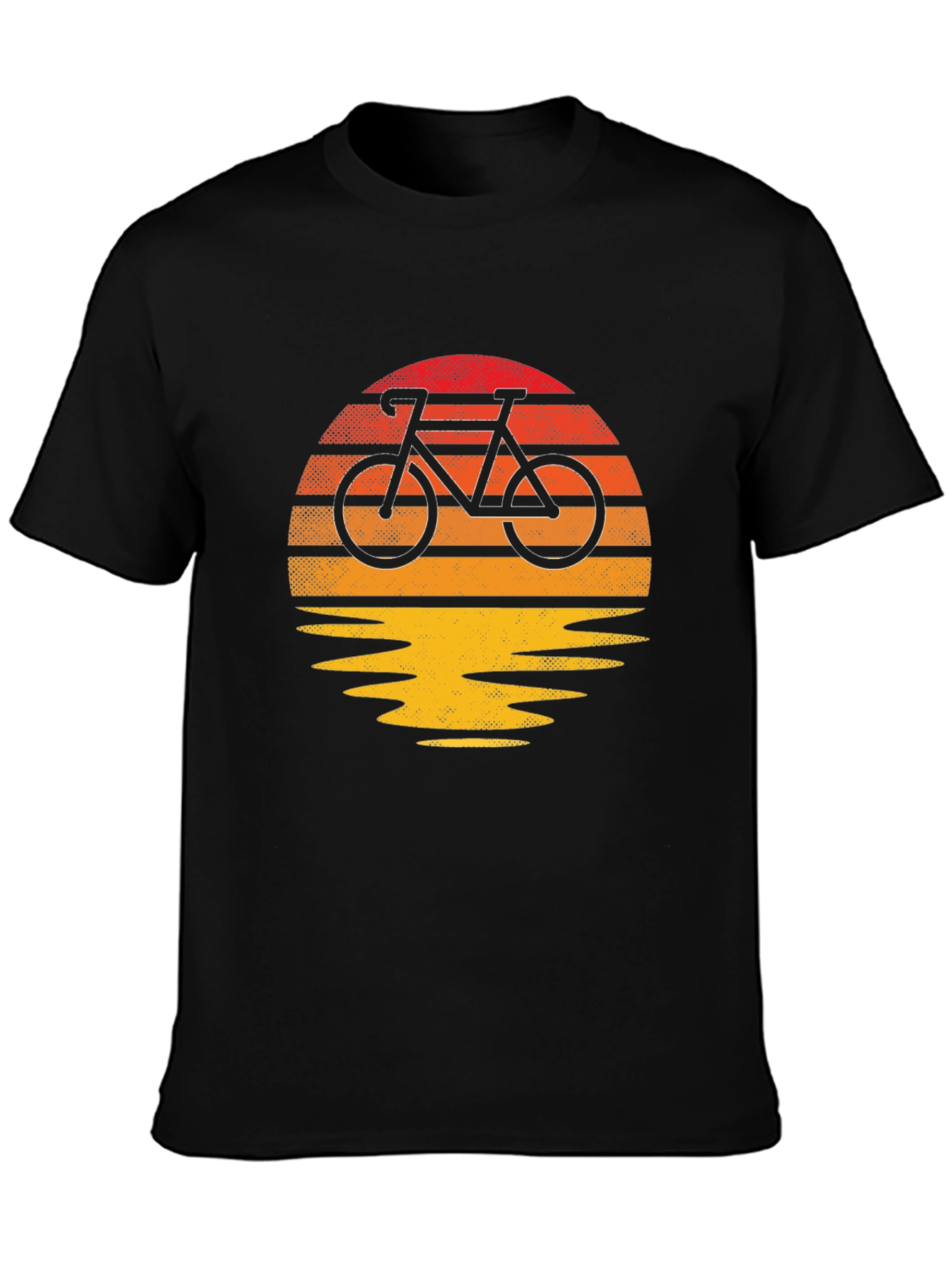 Retro Sunset Bicycle Graphic T-Shirt - Black